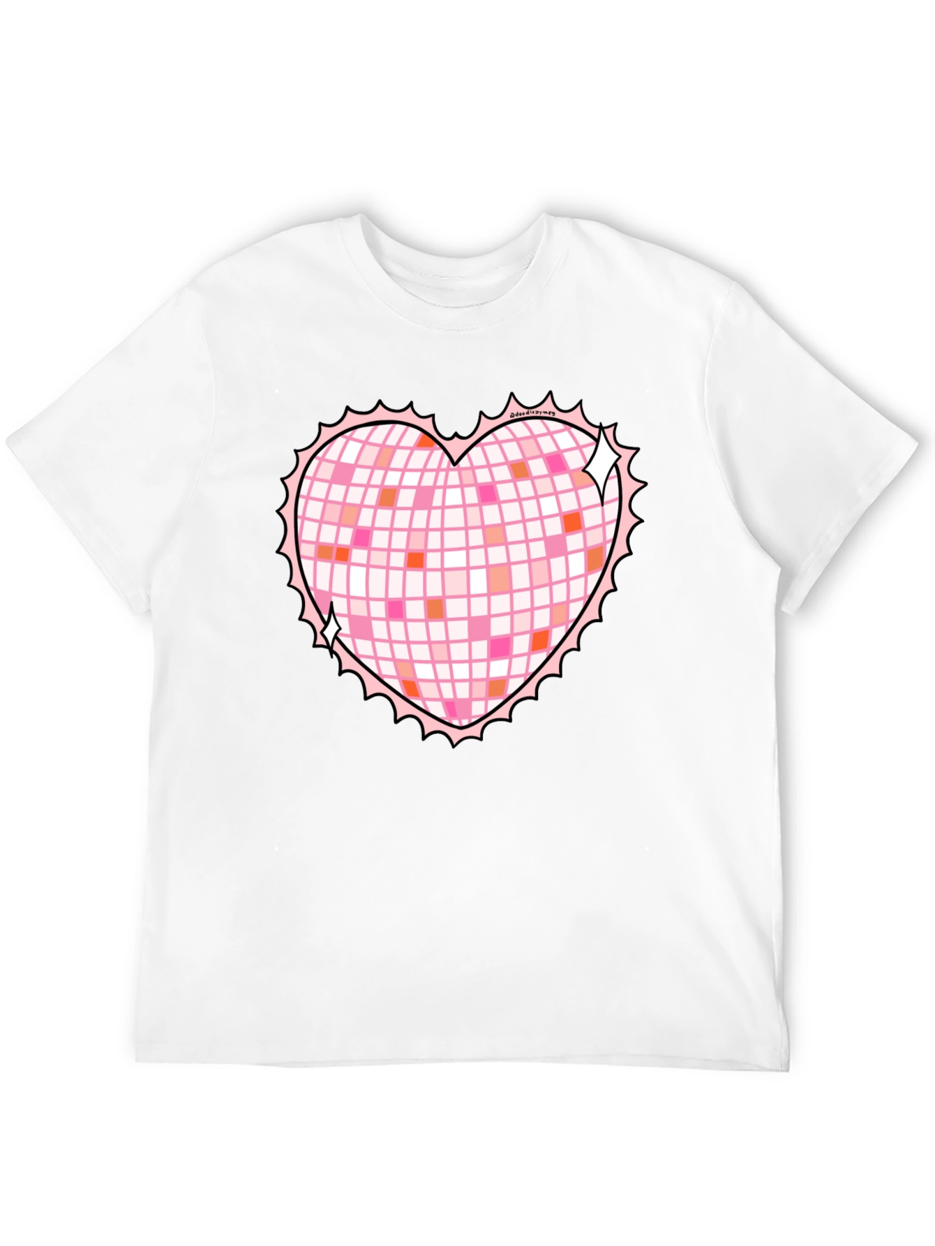 Heart Disco Ball Graphic Tee - Retro Party Shirt