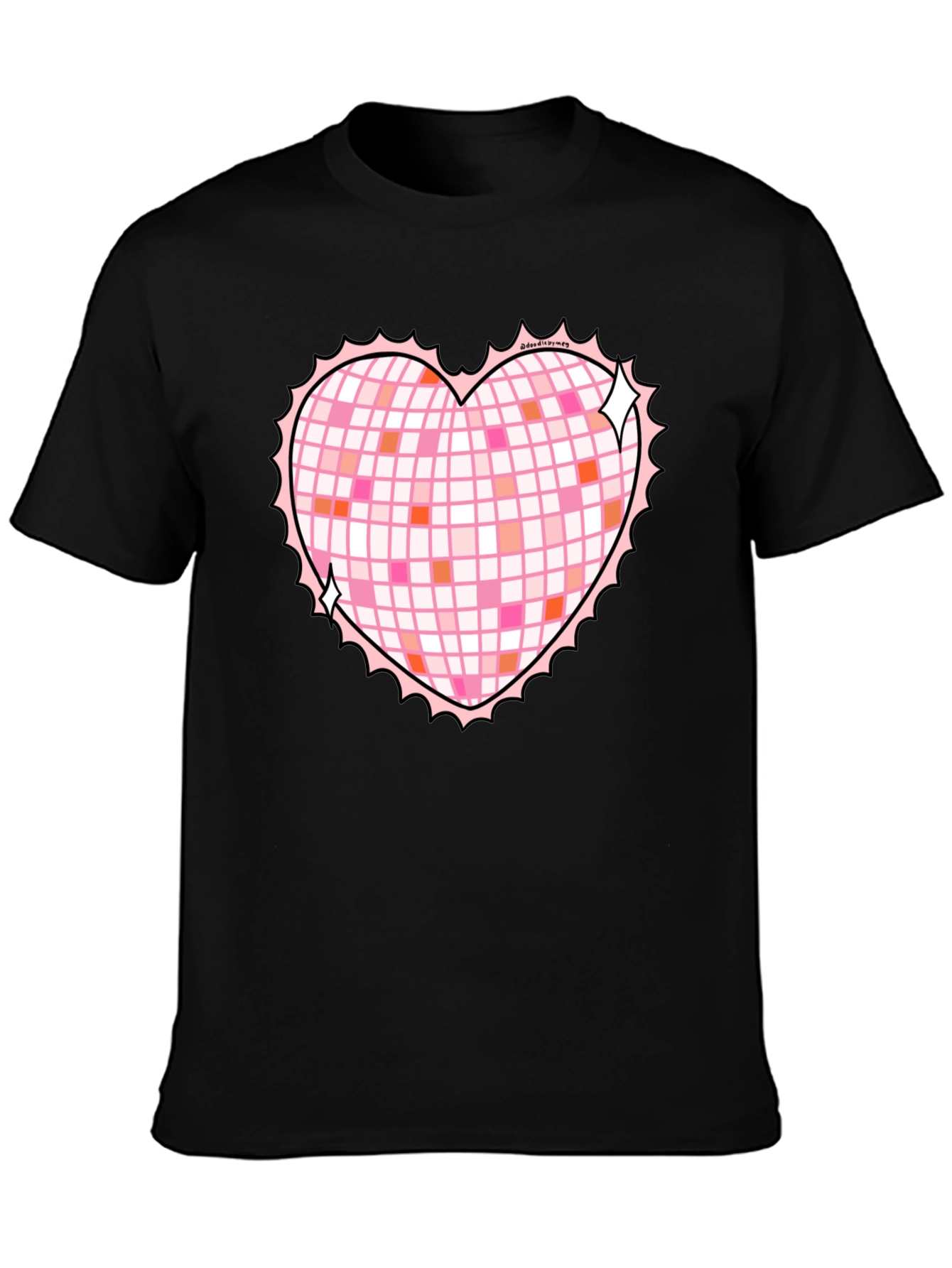 Heart Disco Ball Graphic Tee - Retro Party Shirt