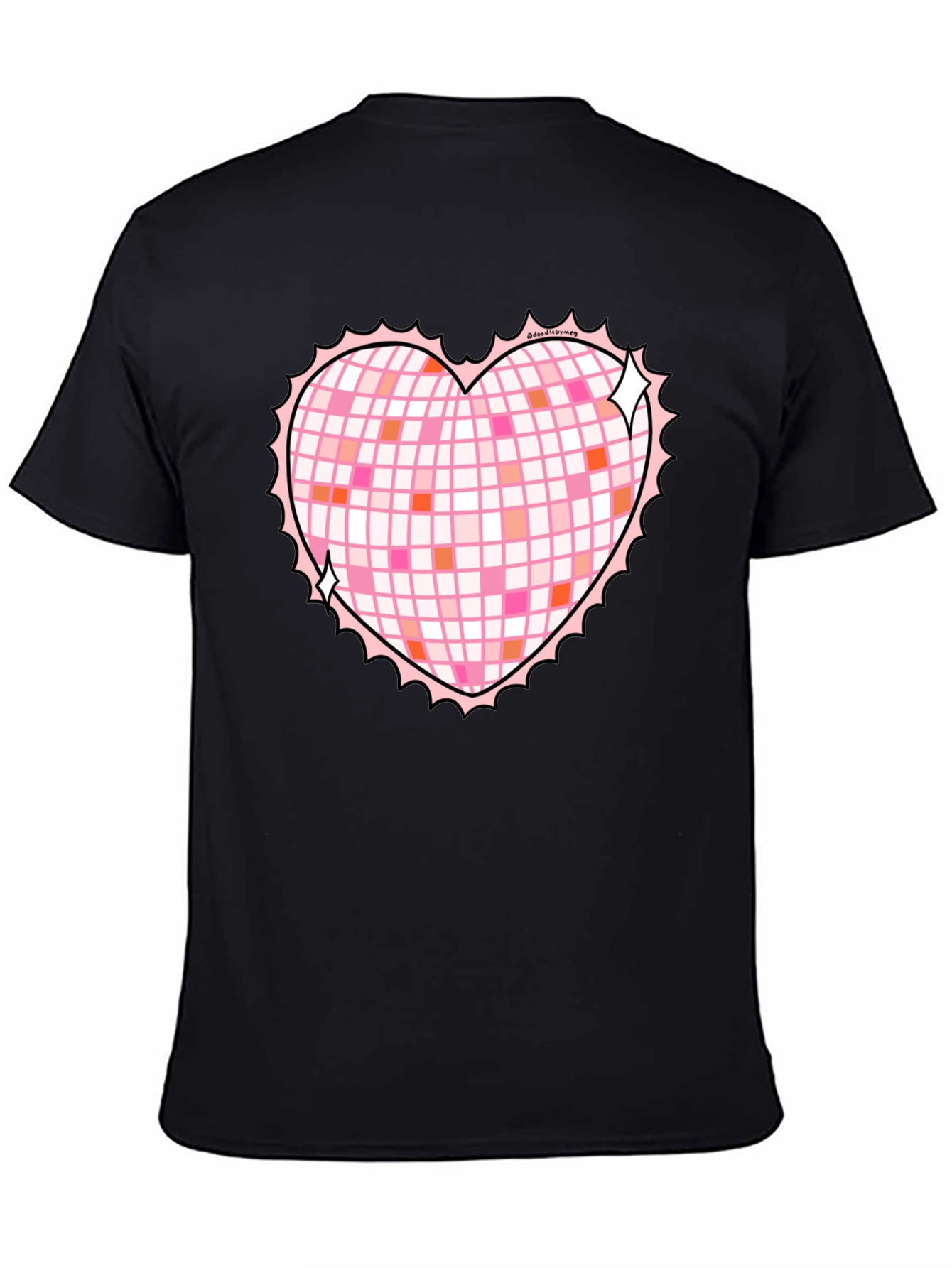 Heart Disco Ball Graphic Tee - Retro Party Shirt
