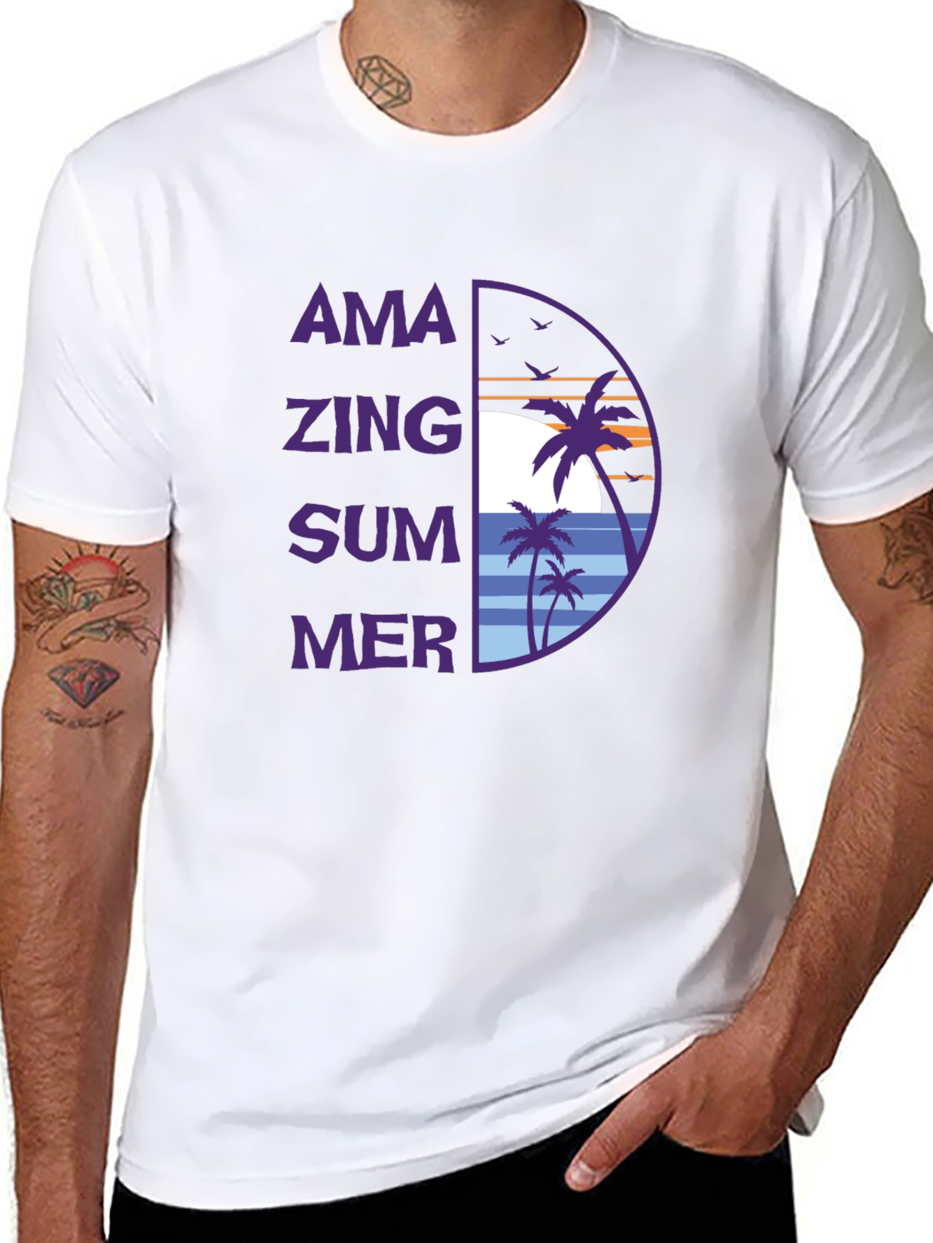 Amazing Summer Graphic T-Shirt -  Tropical Beach Design