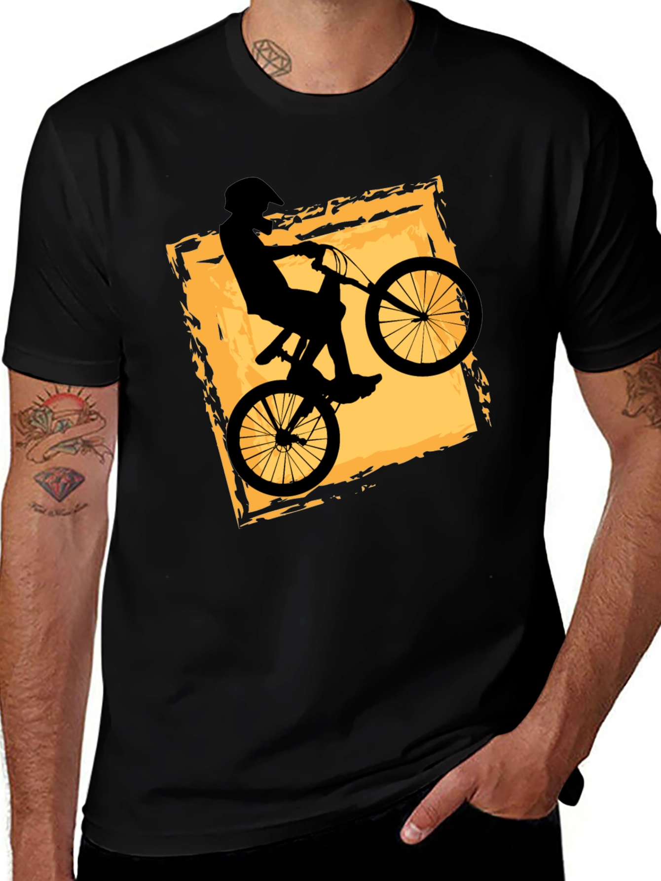 Mens Black BMX Bike Graphic T-Shirt