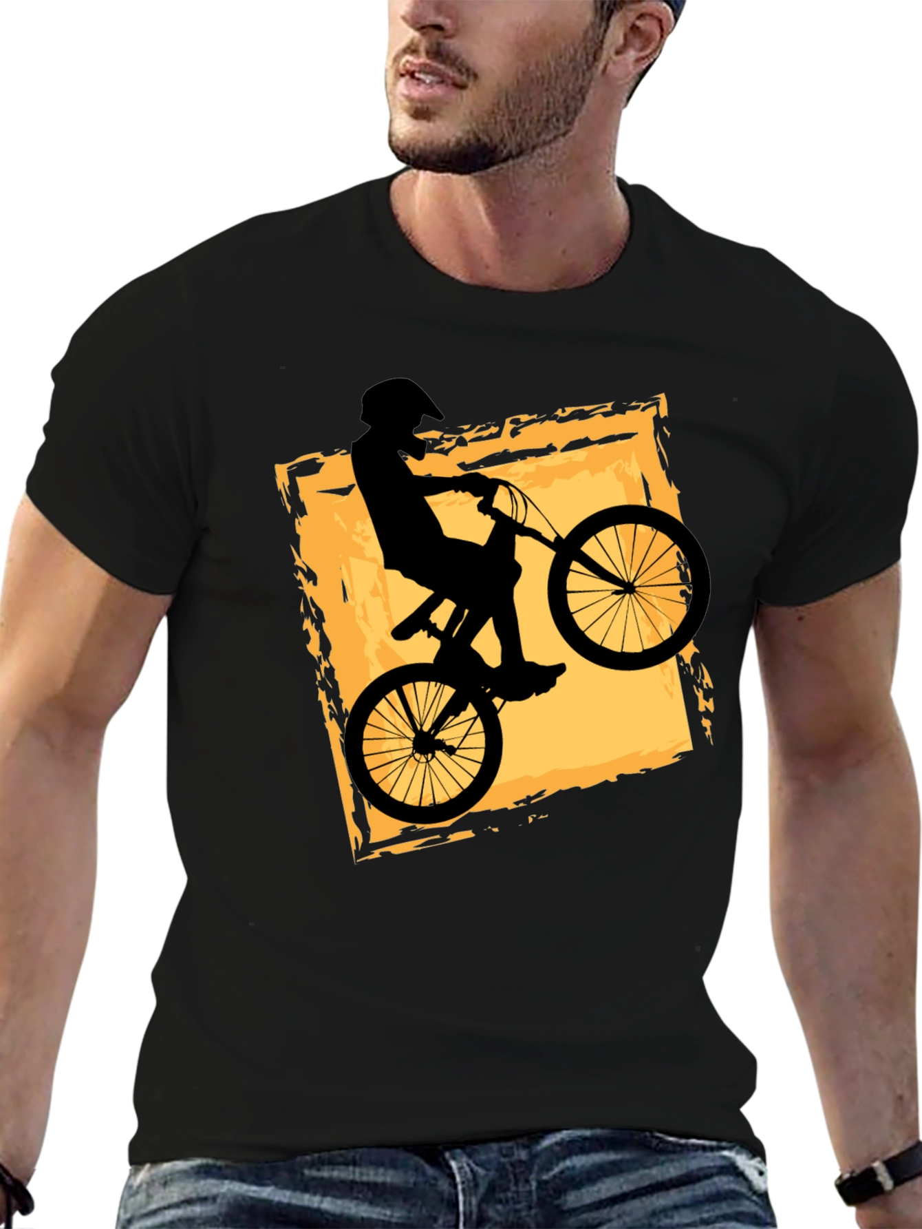 Mens Black BMX Bike Graphic T-Shirt