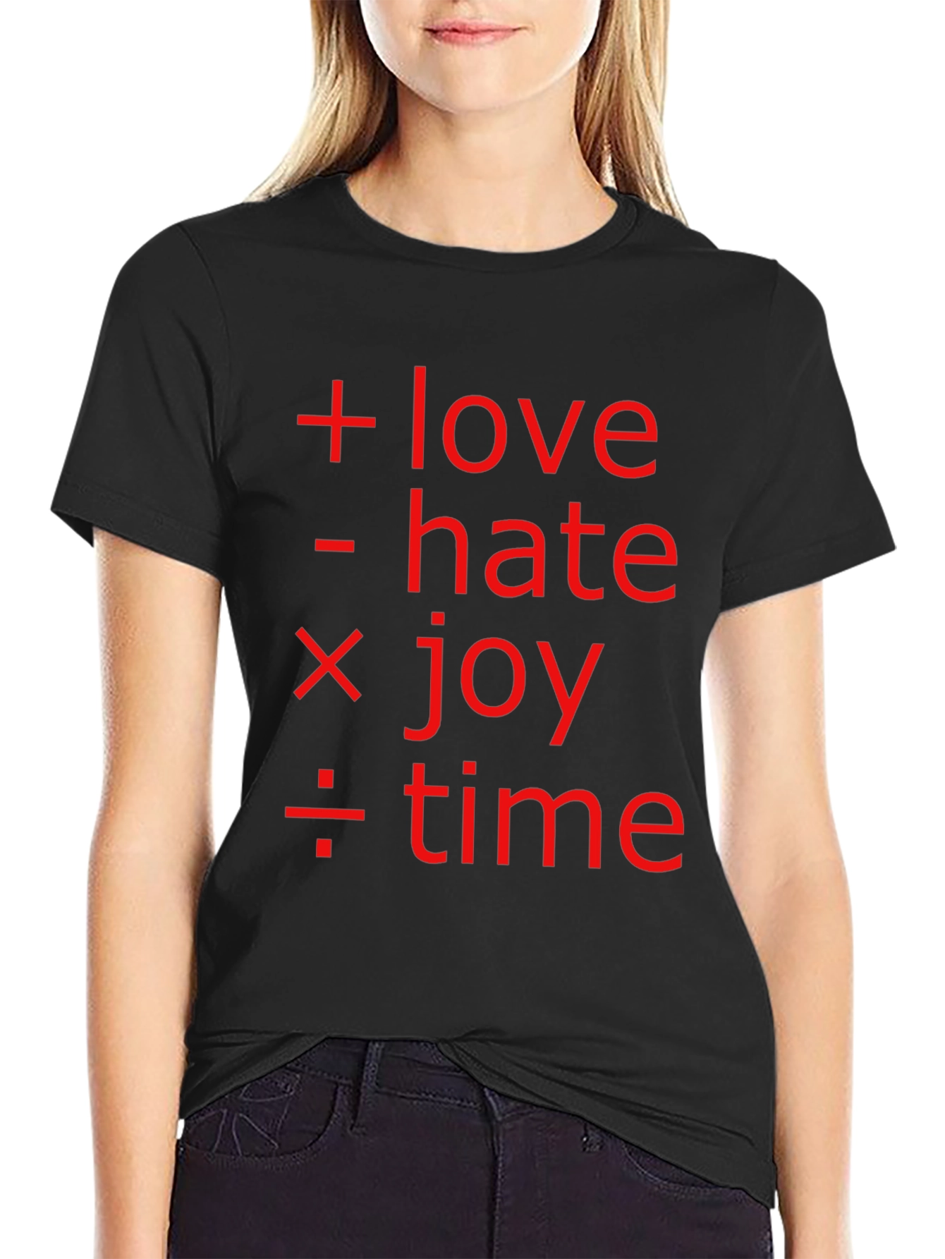 Love Hate Joy Time Equation Graphic T-Shirt