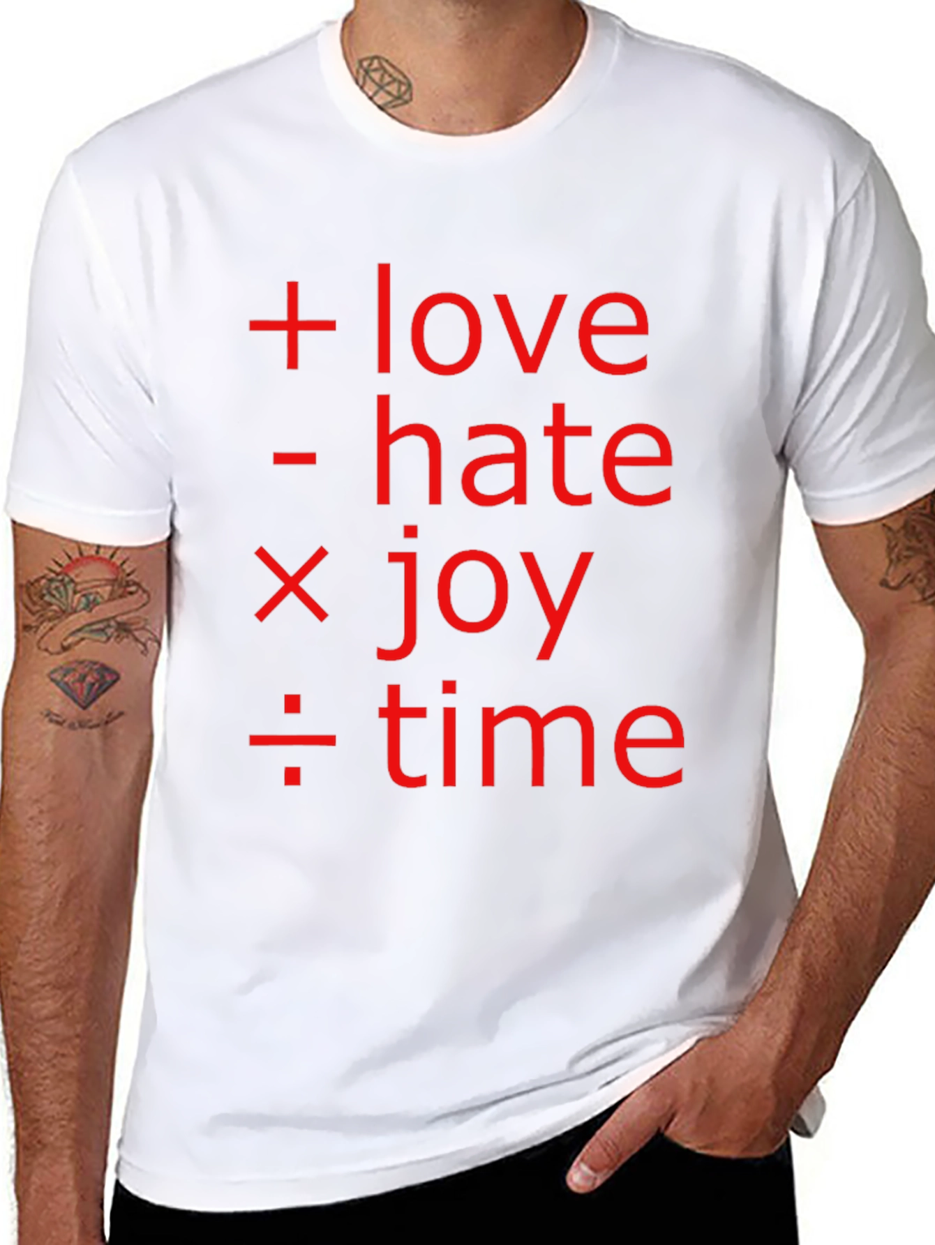 Love Hate Joy Time Equation Graphic T-Shirt
