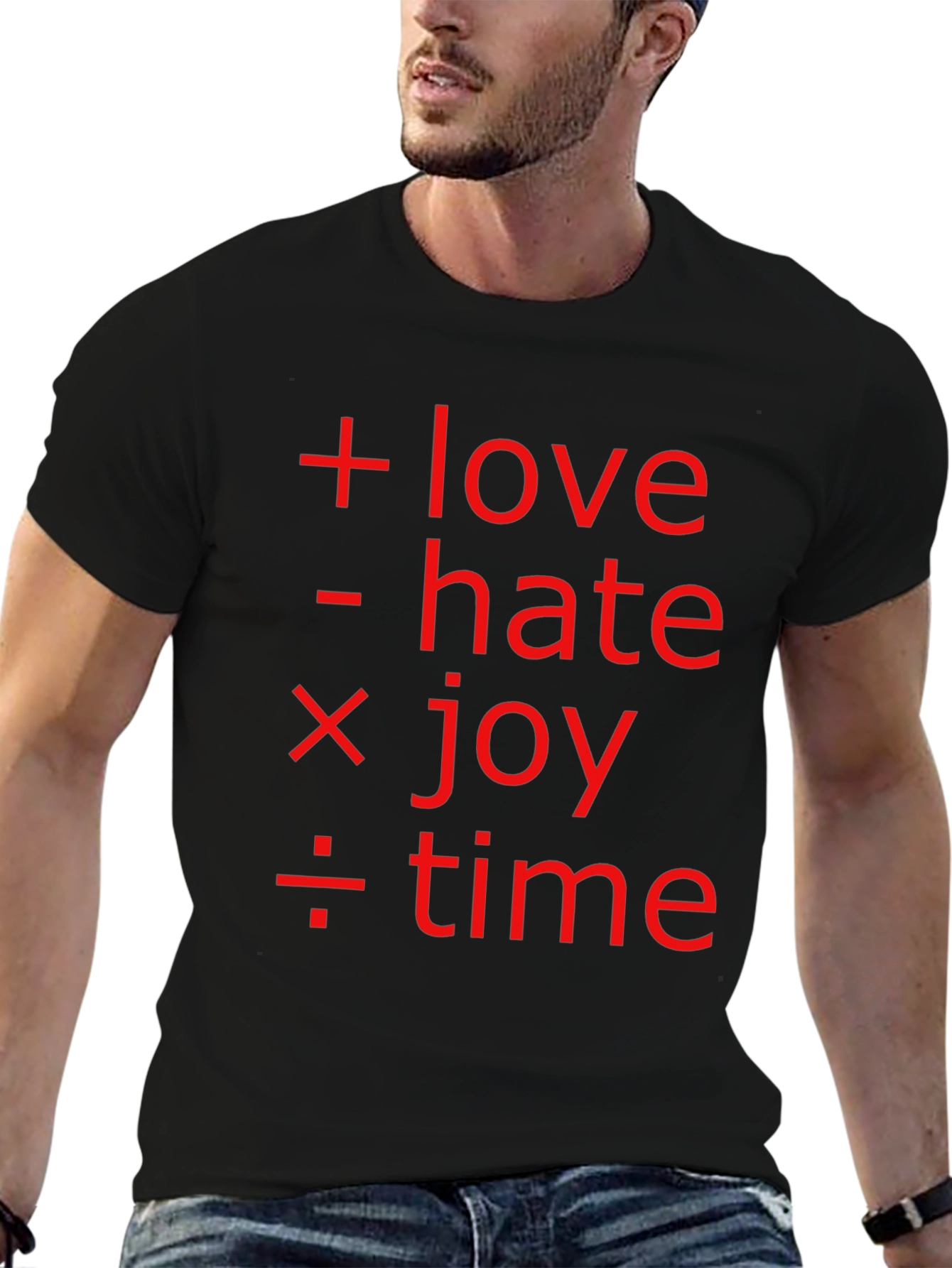 Love Hate Joy Time Equation Graphic T-Shirt