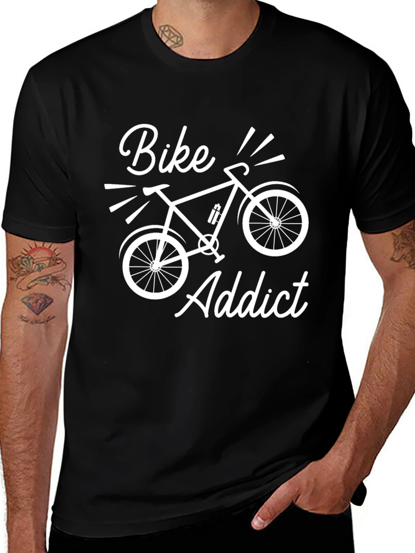 Bike Addict Black T-Shirt - Cycling Enthusiast Tee