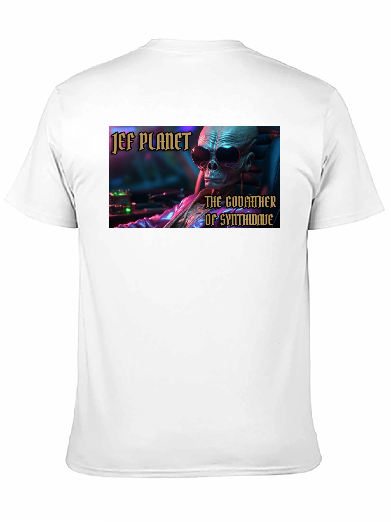 Jef Planet Godfather of Synthwave Black T-Shirt