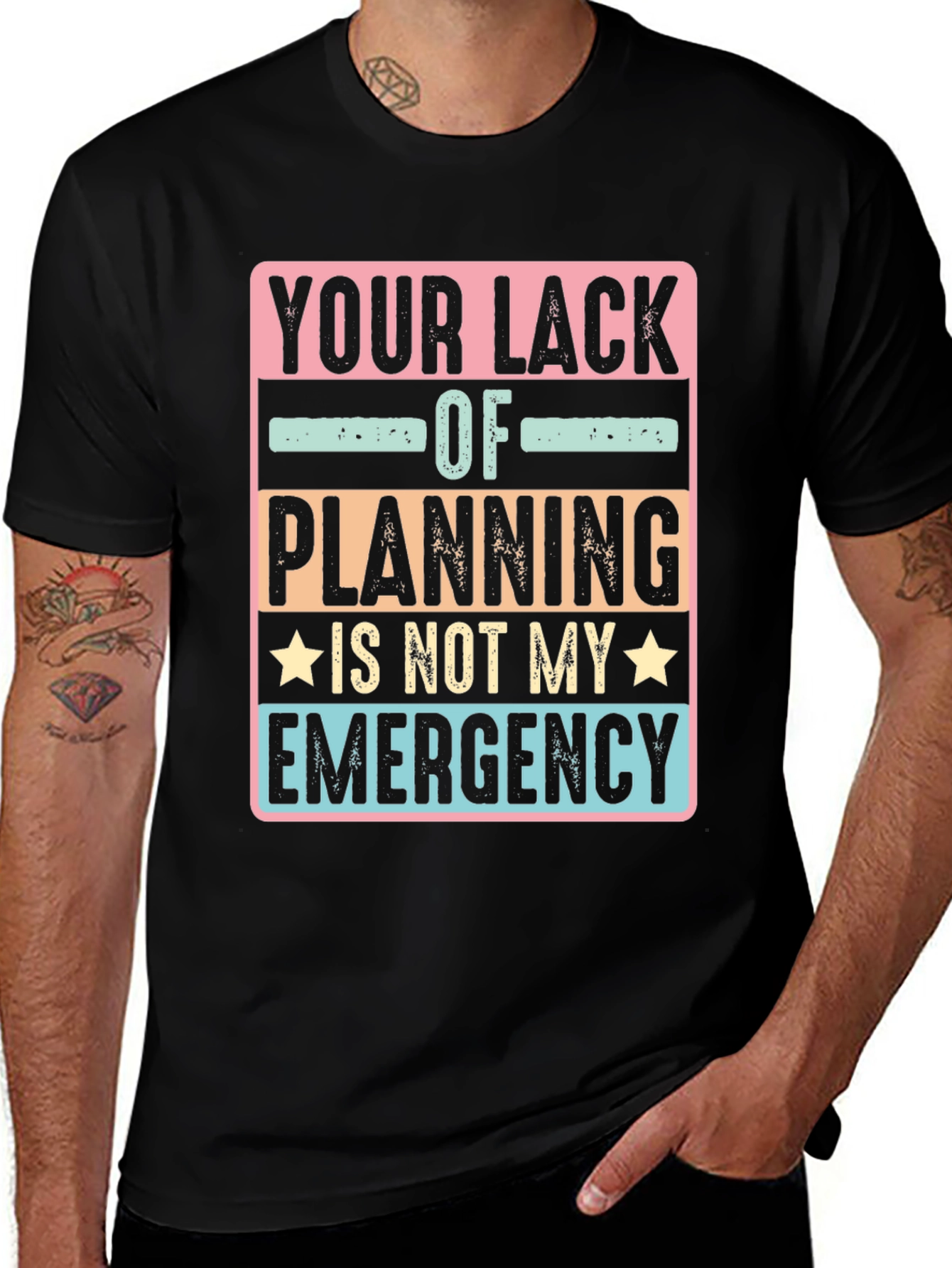 Funny Not My Emergency Graphic Tee - Black