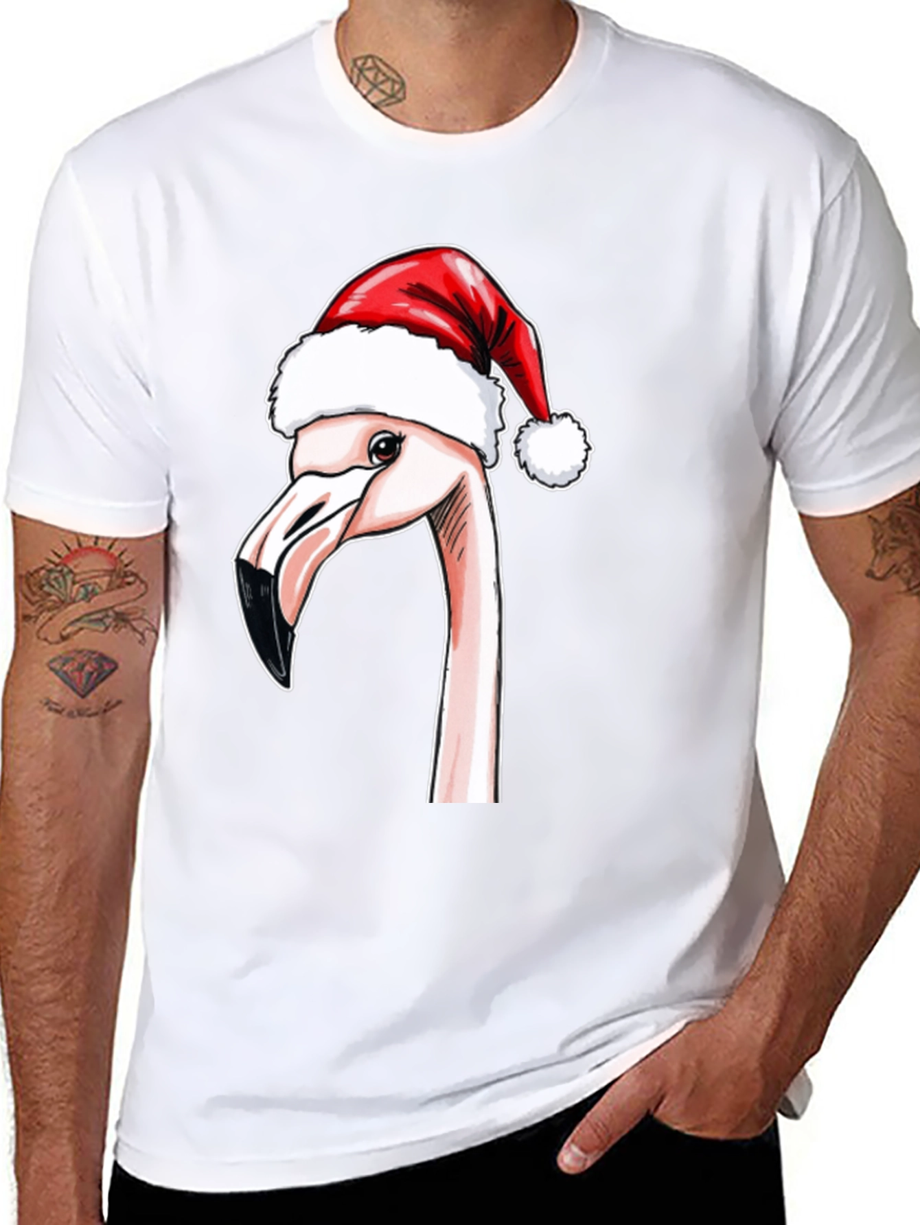 Festive Flamingo T-Shirt - Holiday Cheer
