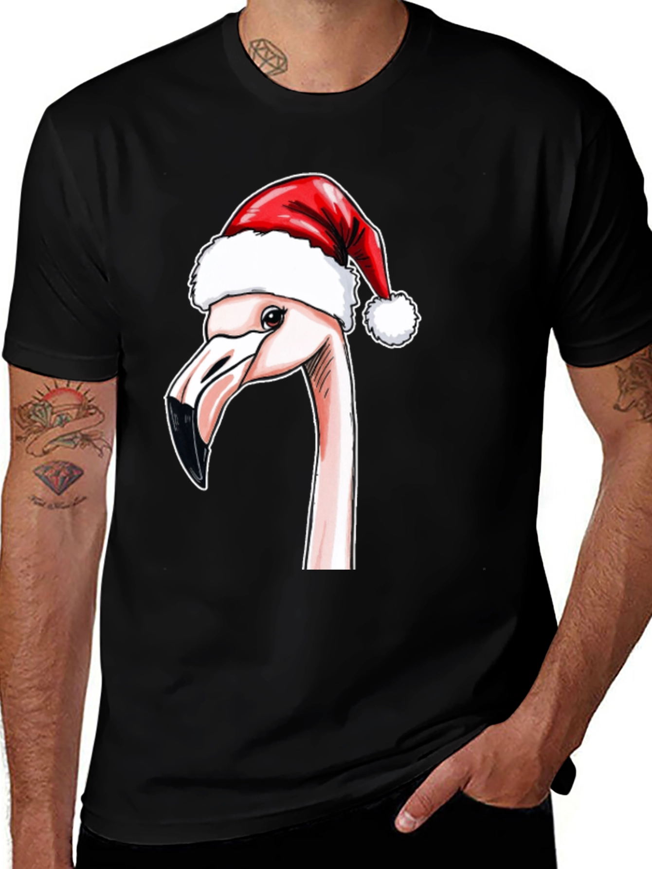 Festive Flamingo T-Shirt - Holiday Cheer