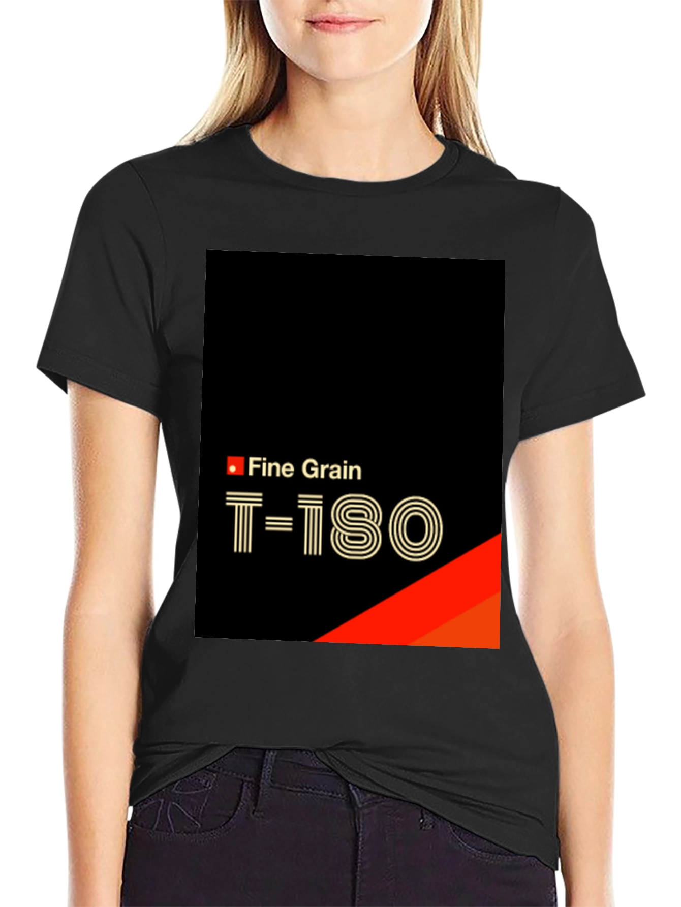 Fine Grain T-180 Black T-Shirt