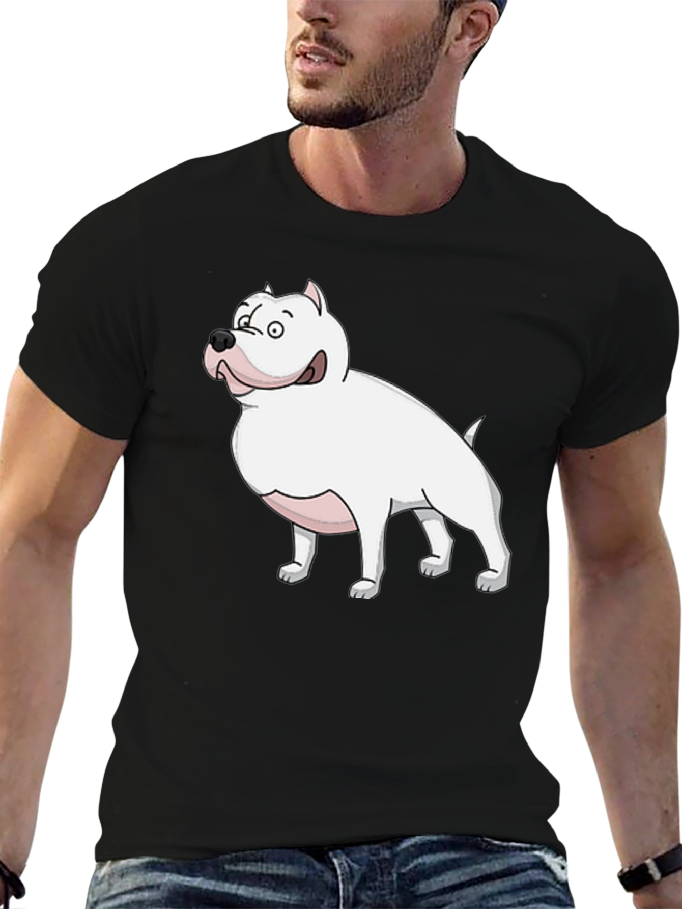 Cartoon Dog Graphic Tee - Mens Black T-Shirt
