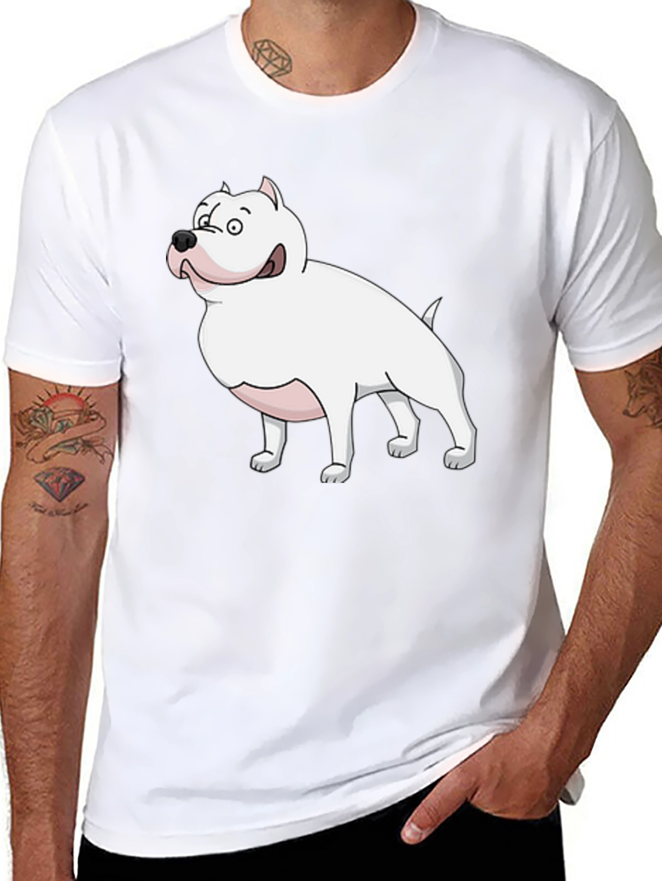 Cartoon Dog Graphic Tee - Mens Black T-Shirt