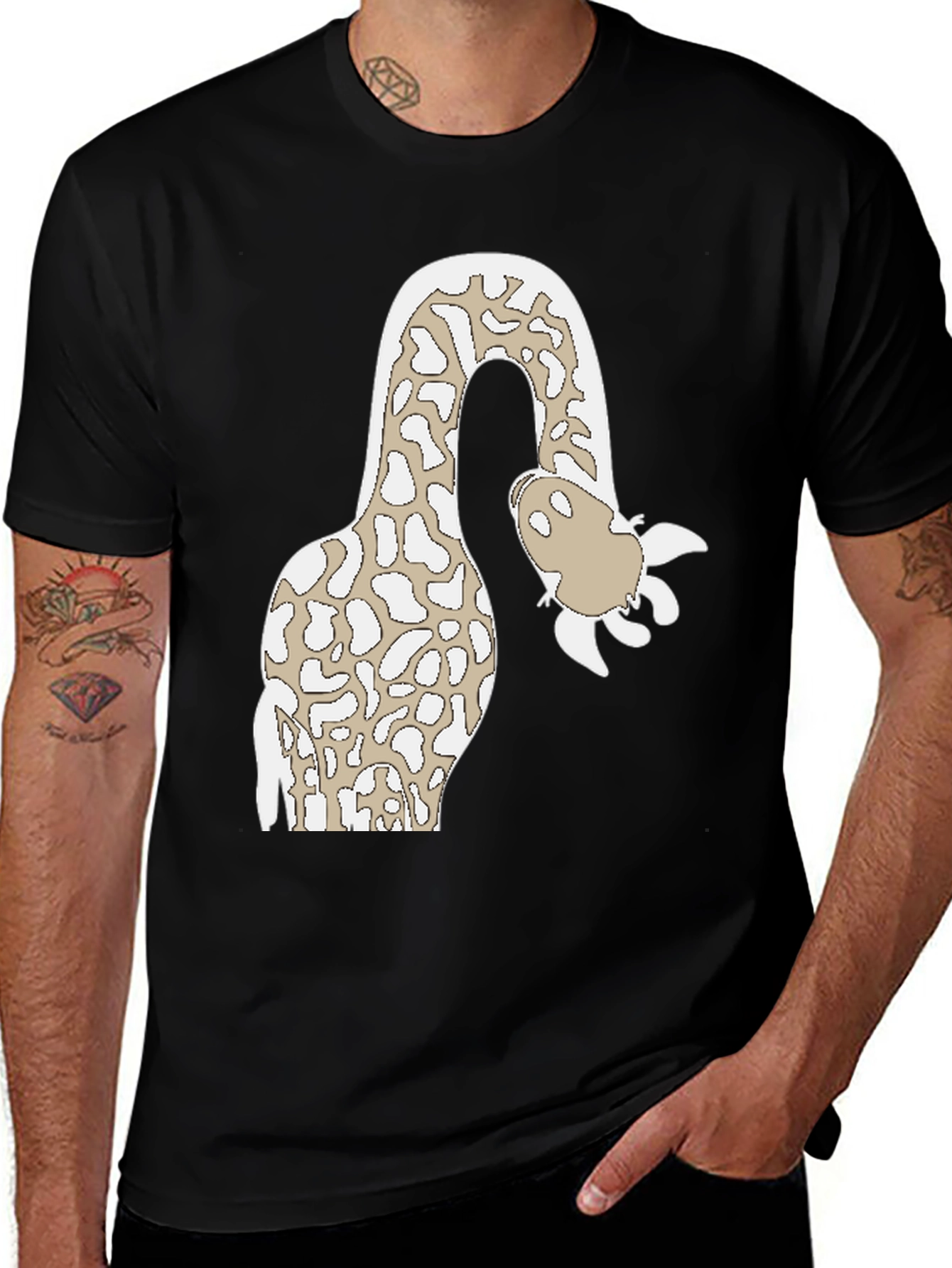 Giraffe Cartoon Graphic Tee - Quirky Animal Design