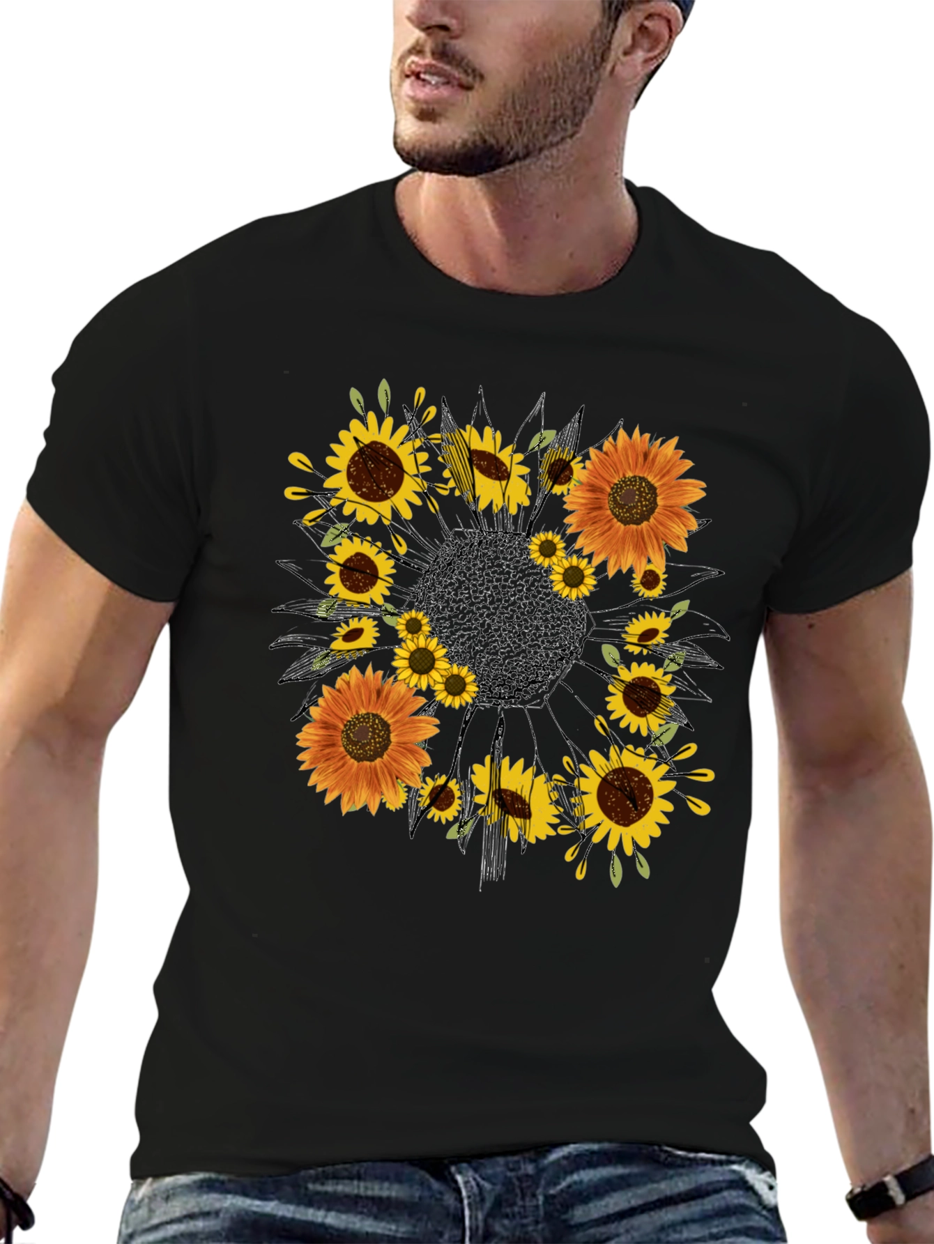 Sunflower Graphic Black T-Shirt