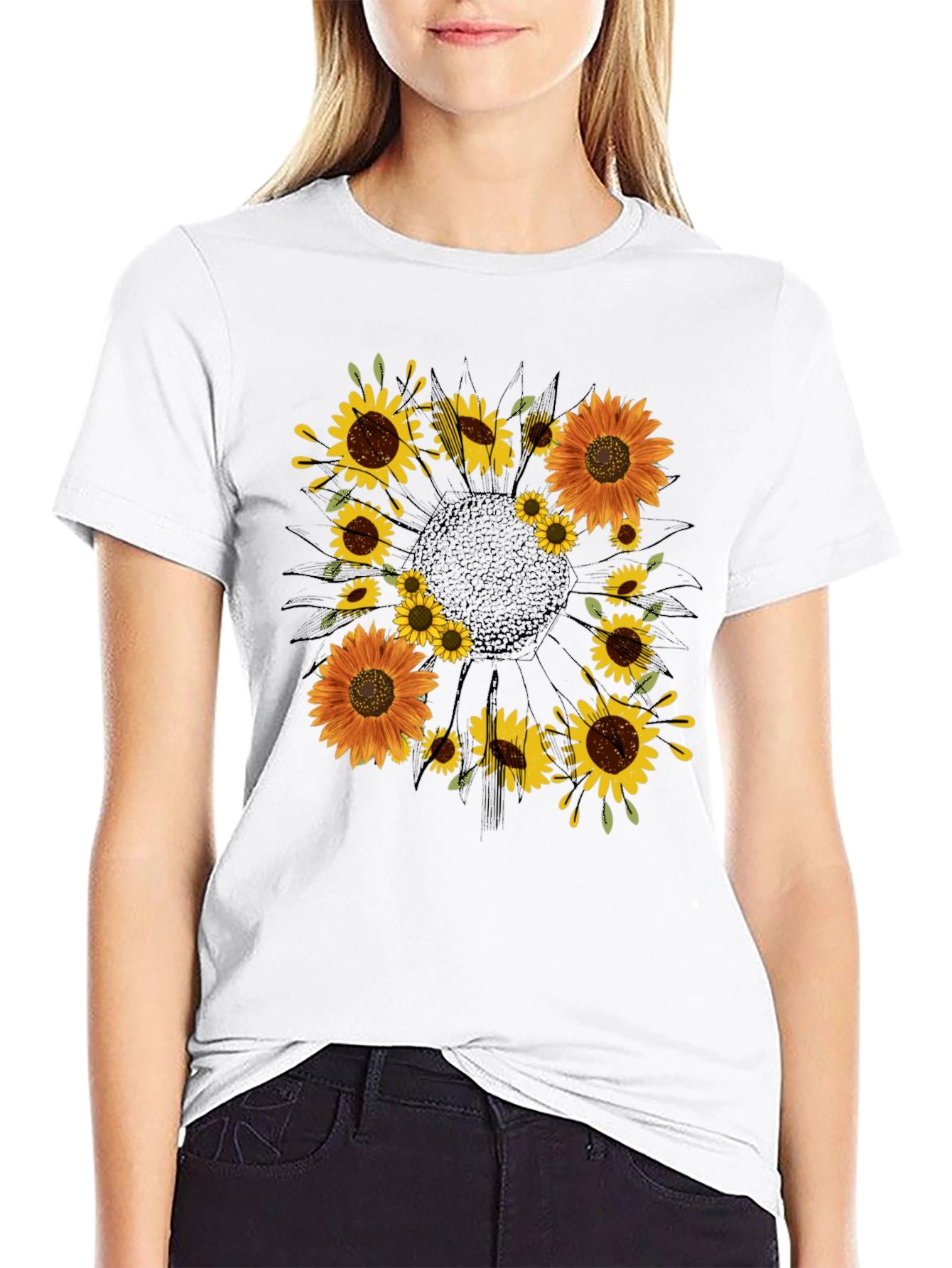 Sunflower Graphic Black T-Shirt
