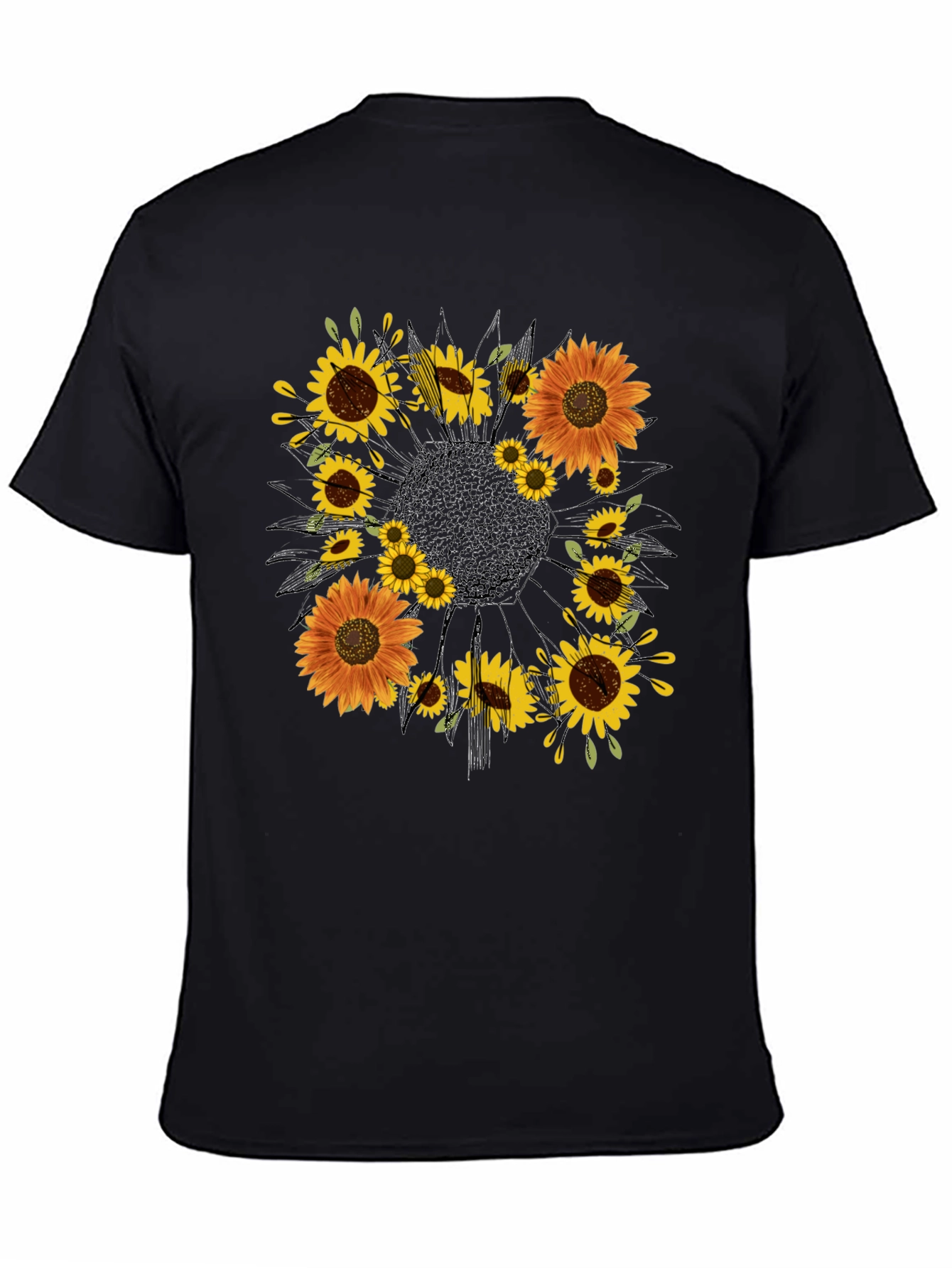 Sunflower Graphic Black T-Shirt