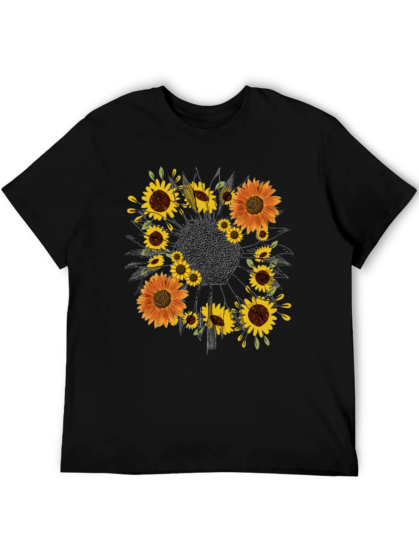 Sunflower Graphic Black T-Shirt