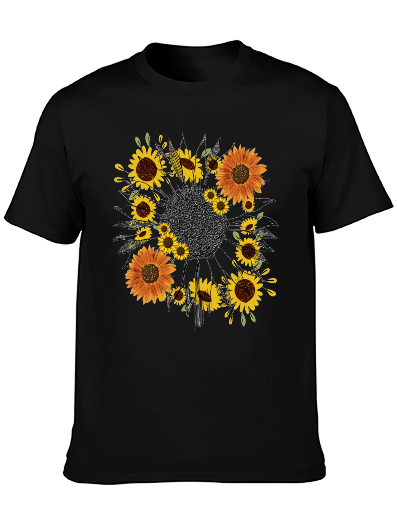 Sunflower Graphic Black T-Shirt
