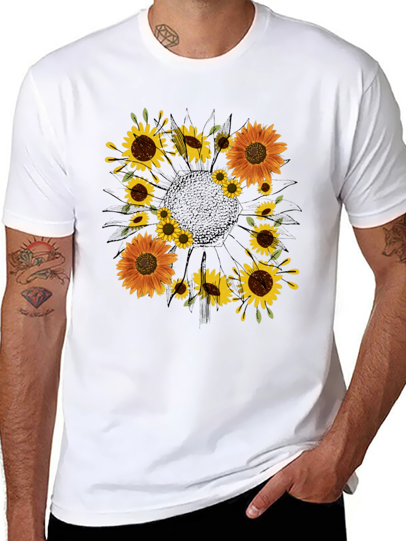 Sunflower Graphic Black T-Shirt