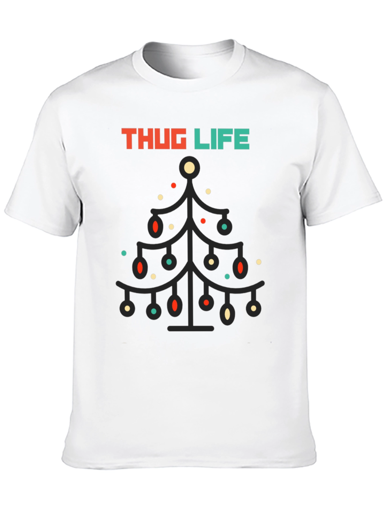 Thug Life Christmas Tree Graphic Tee - Black