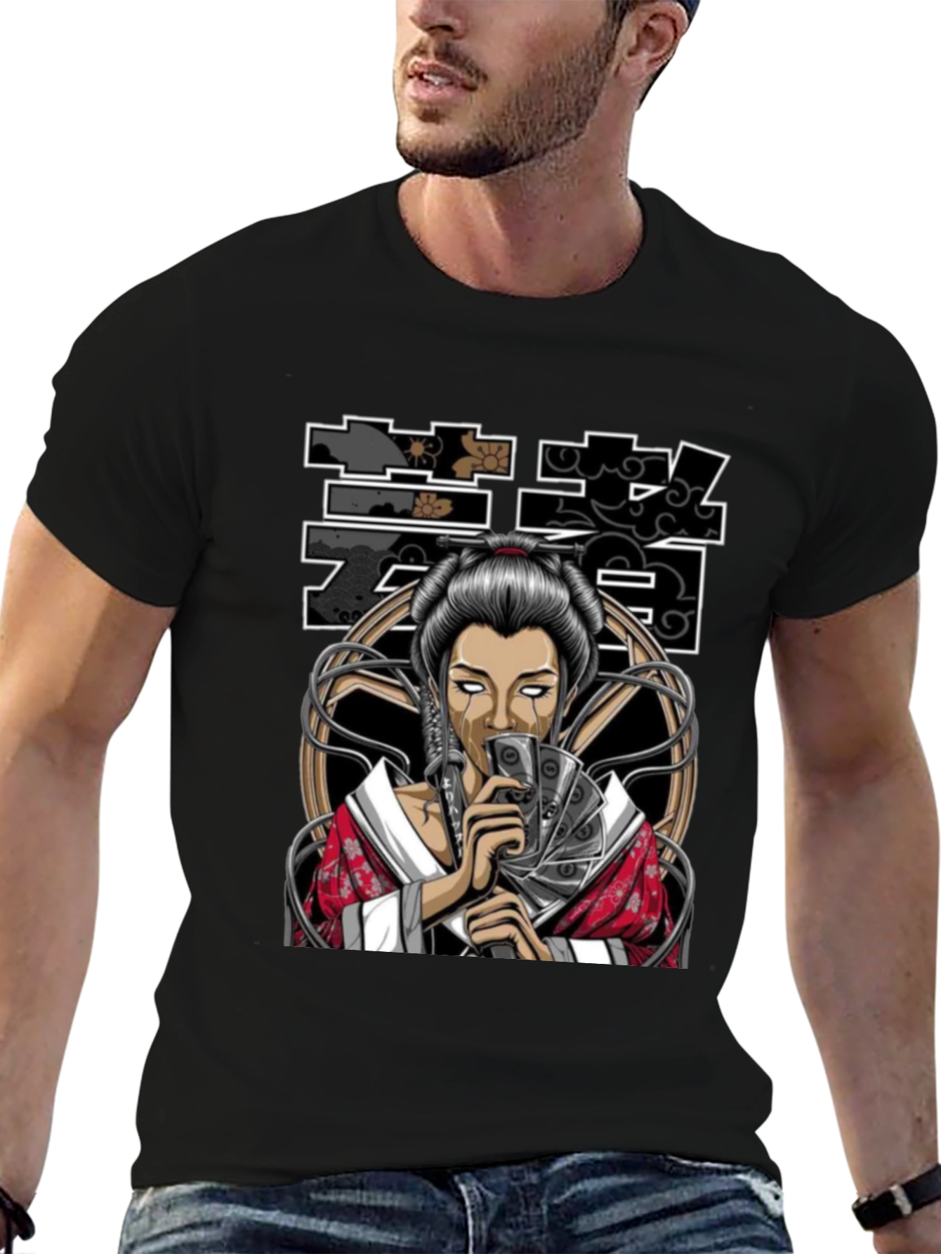Geisha Art Black T-Shirt