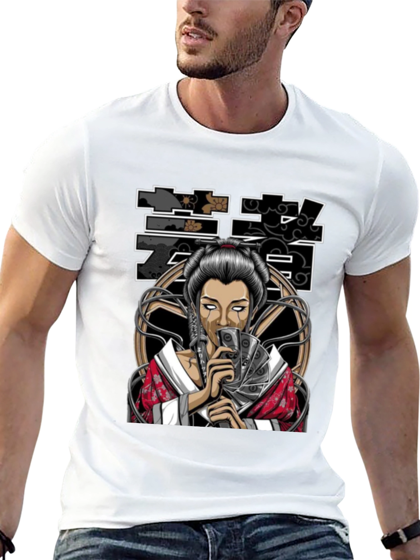 Geisha Art Black T-Shirt