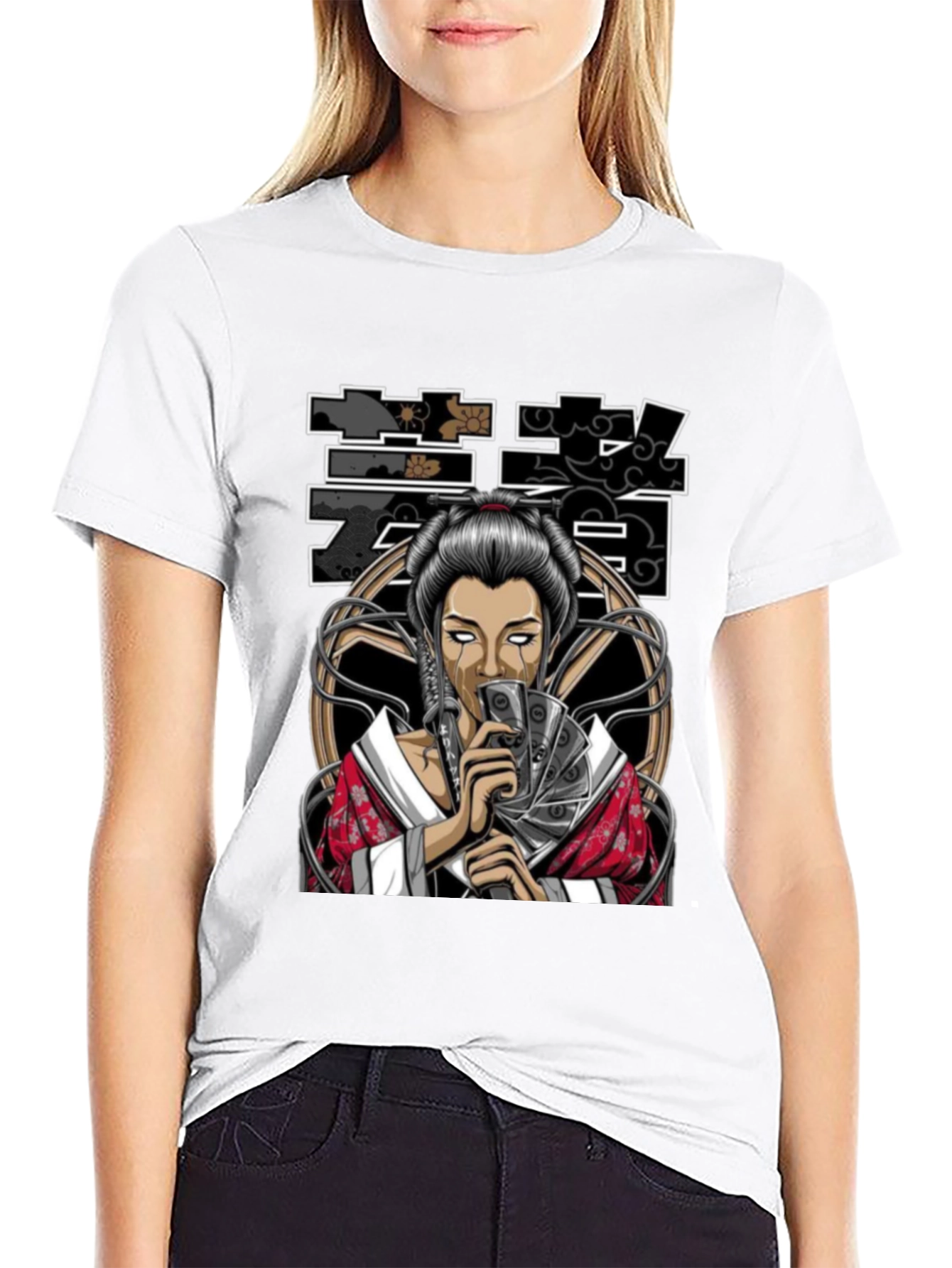 Geisha Art Black T-Shirt