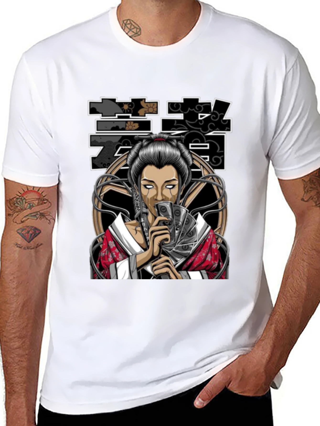 Geisha Art Black T-Shirt
