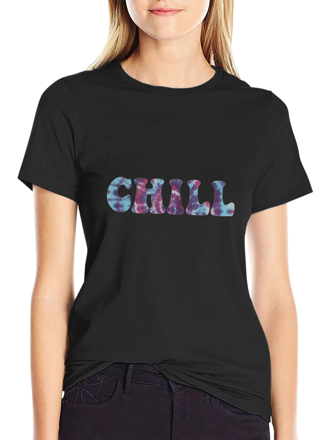 Chill Tie-Dye Graphic Black Tee