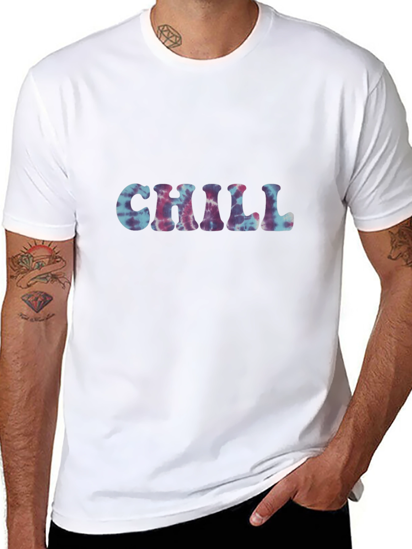 Chill Tie-Dye Graphic Black Tee