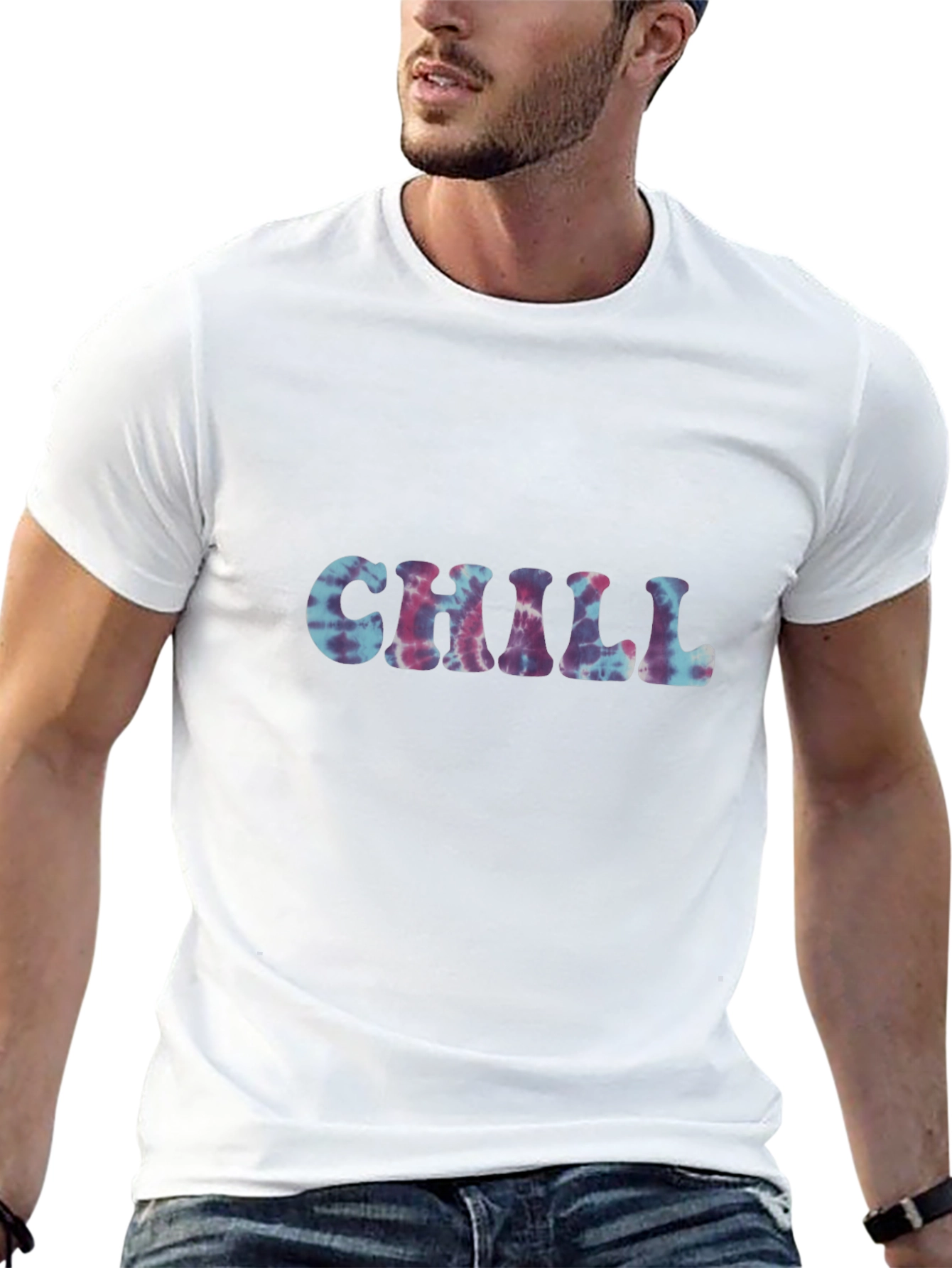 Chill Tie-Dye Graphic Black Tee