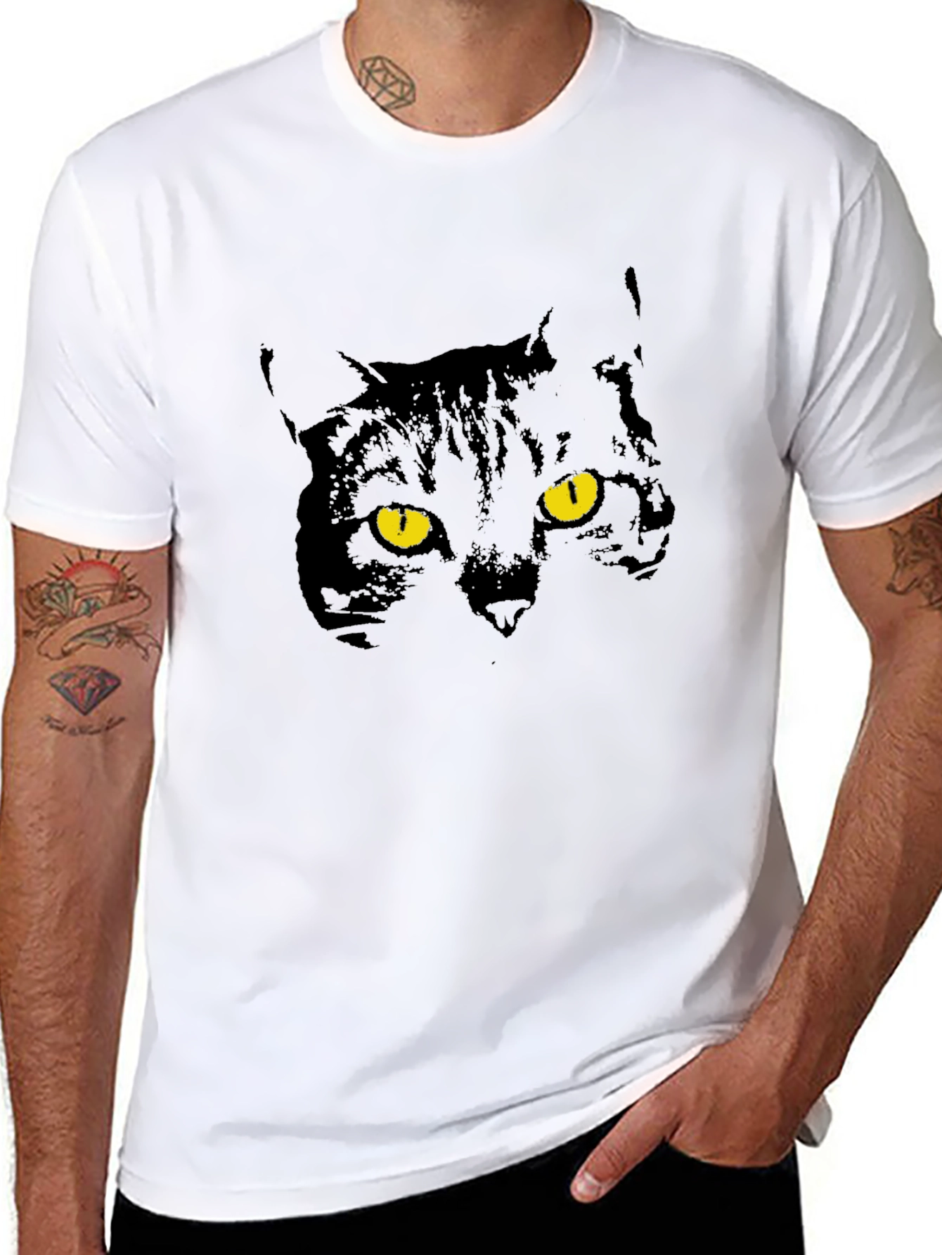 Mens Black Cat Graphic T-Shirt