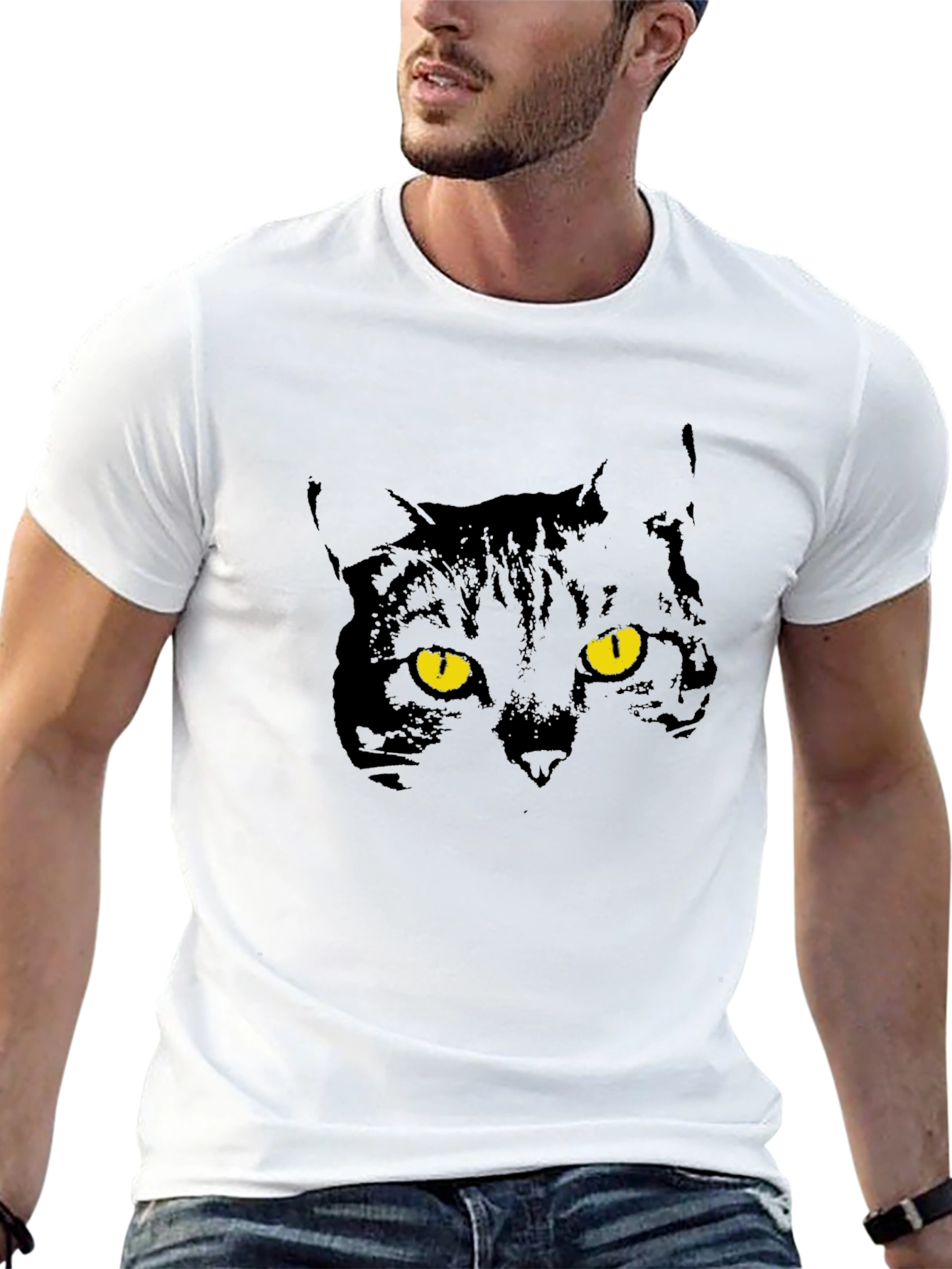 Mens Black Cat Graphic T-Shirt