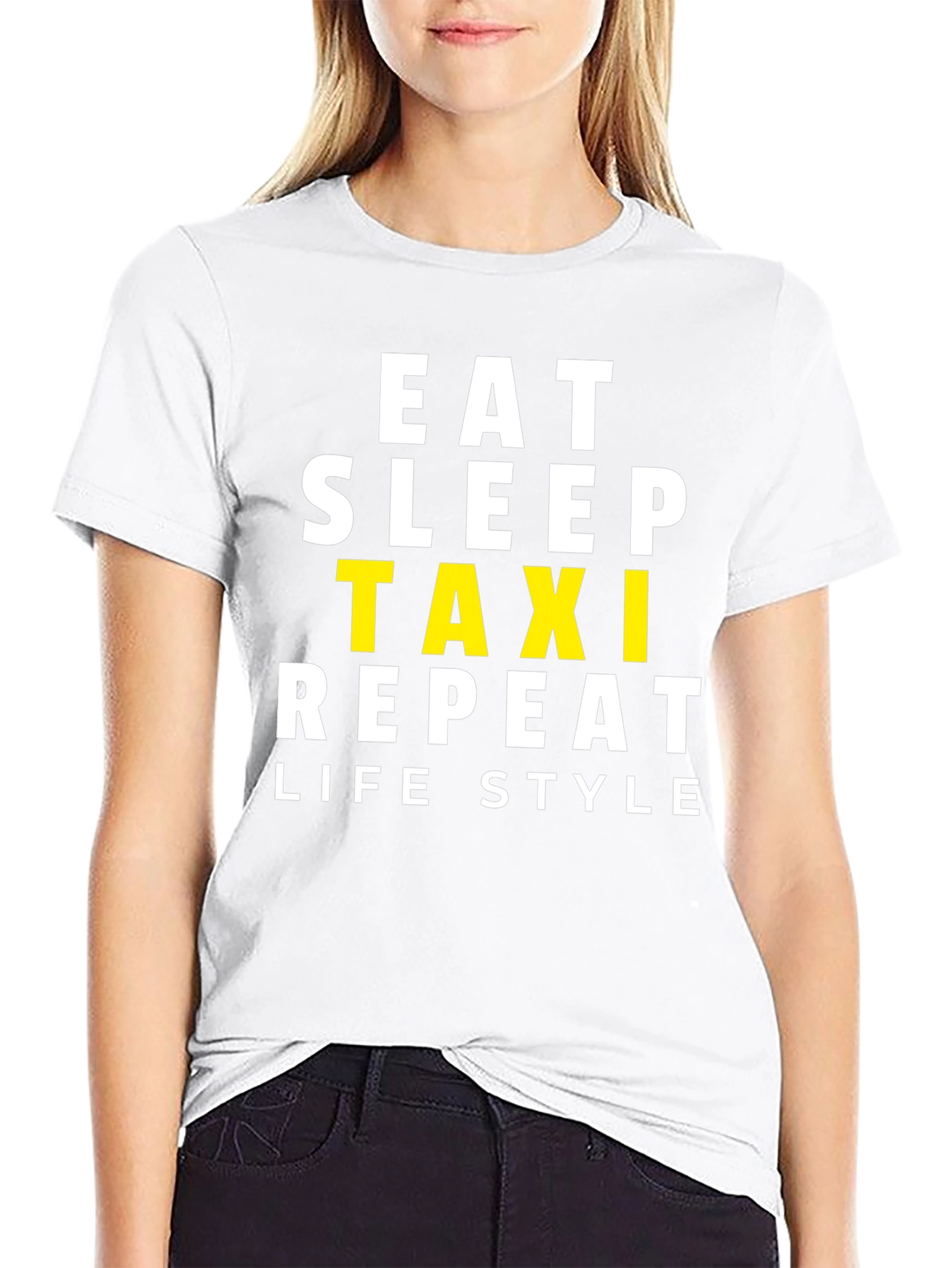 Eat Sleep Taxi Repeat Black Graphic Tee