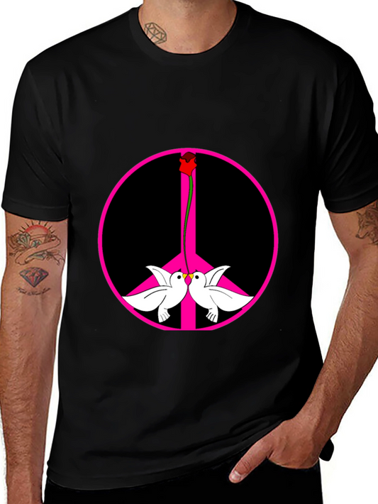 Peace Dove & Rose Graphic Tee - Black