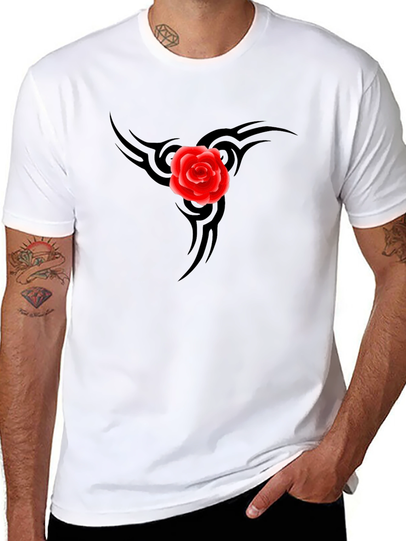 Black Rose Tattoo Graphic Tee - Mens