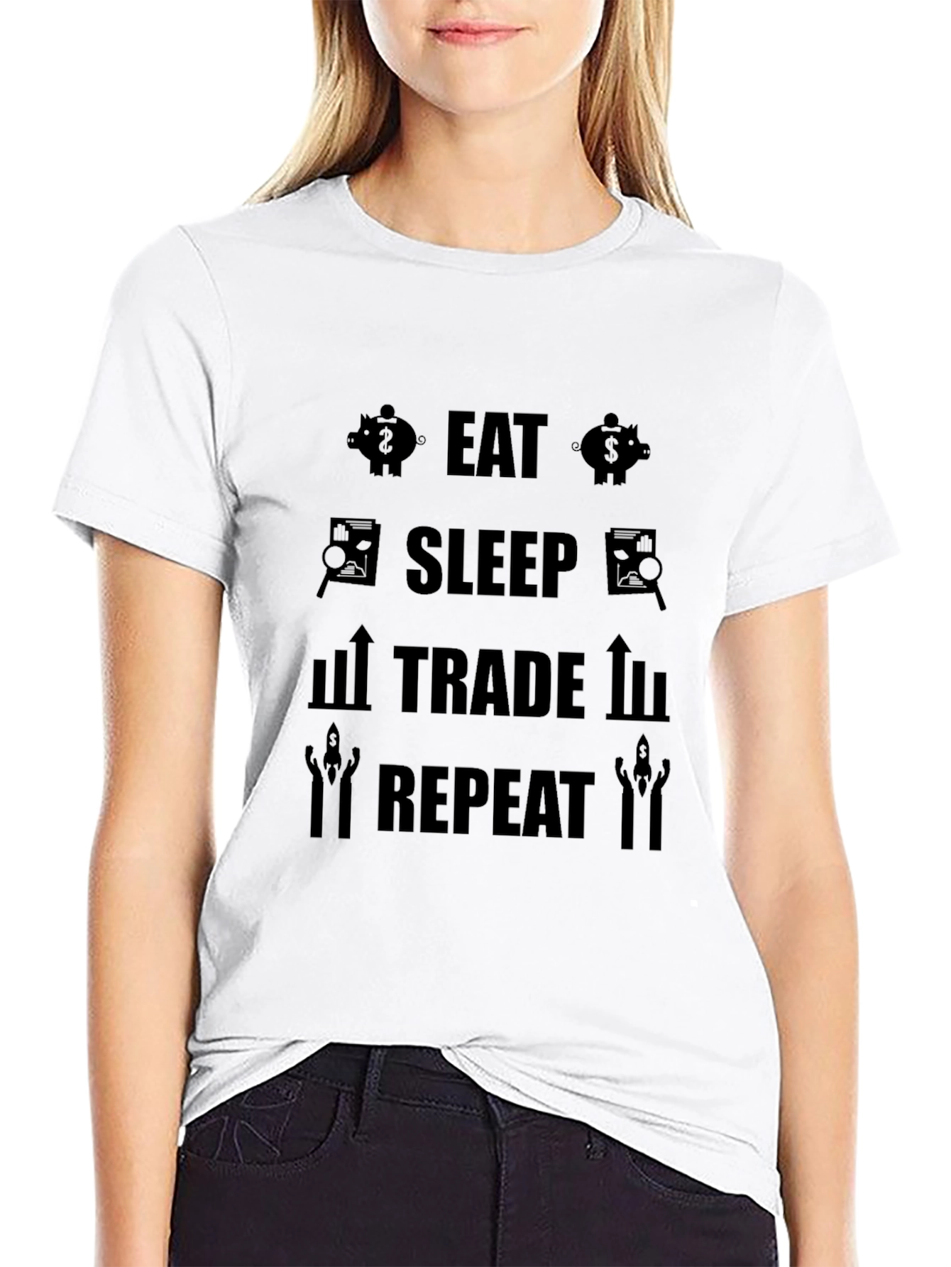 Eat Sleep Trade Repeat Graphic T-Shirt