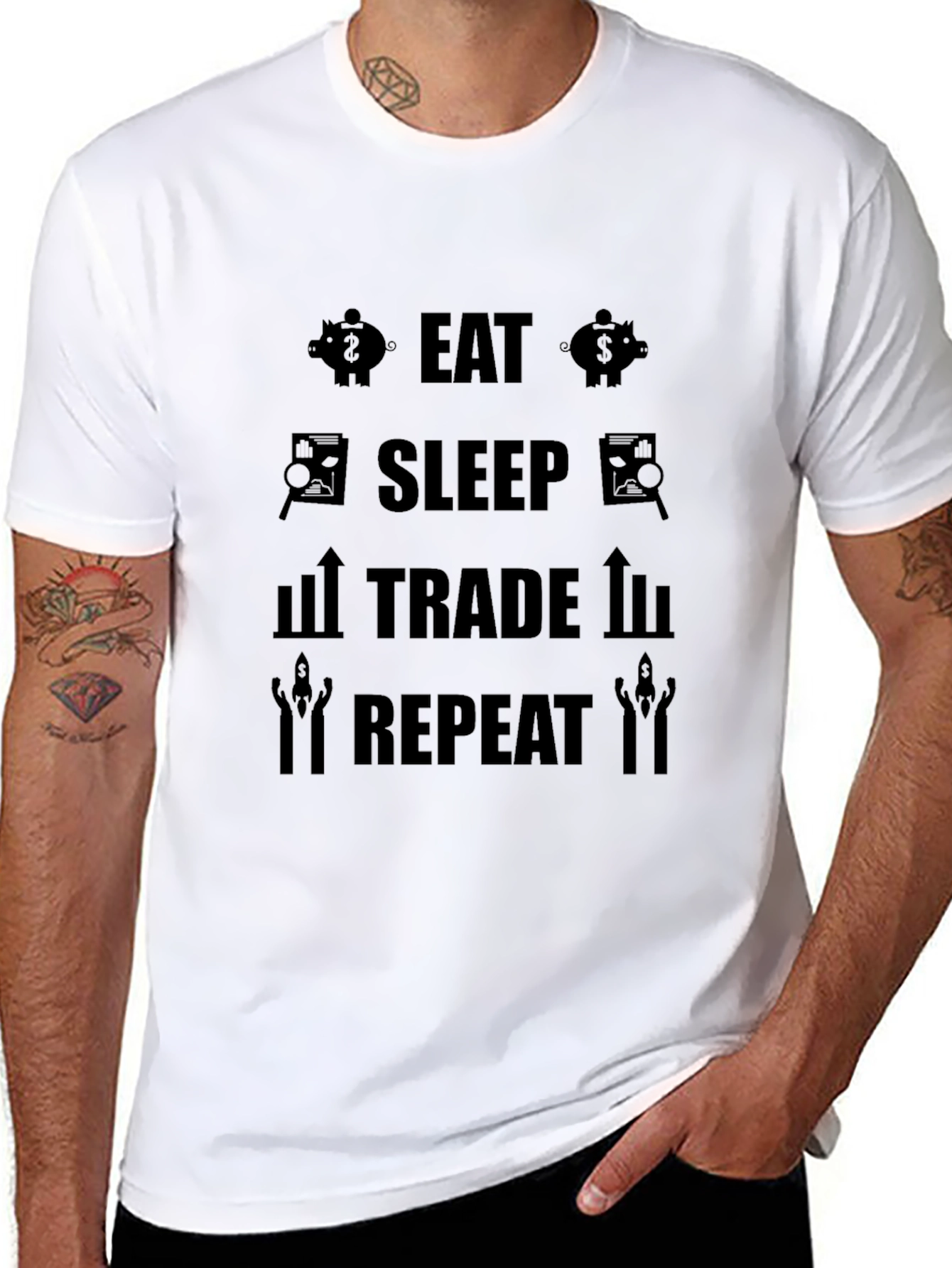 Eat Sleep Trade Repeat Graphic T-Shirt