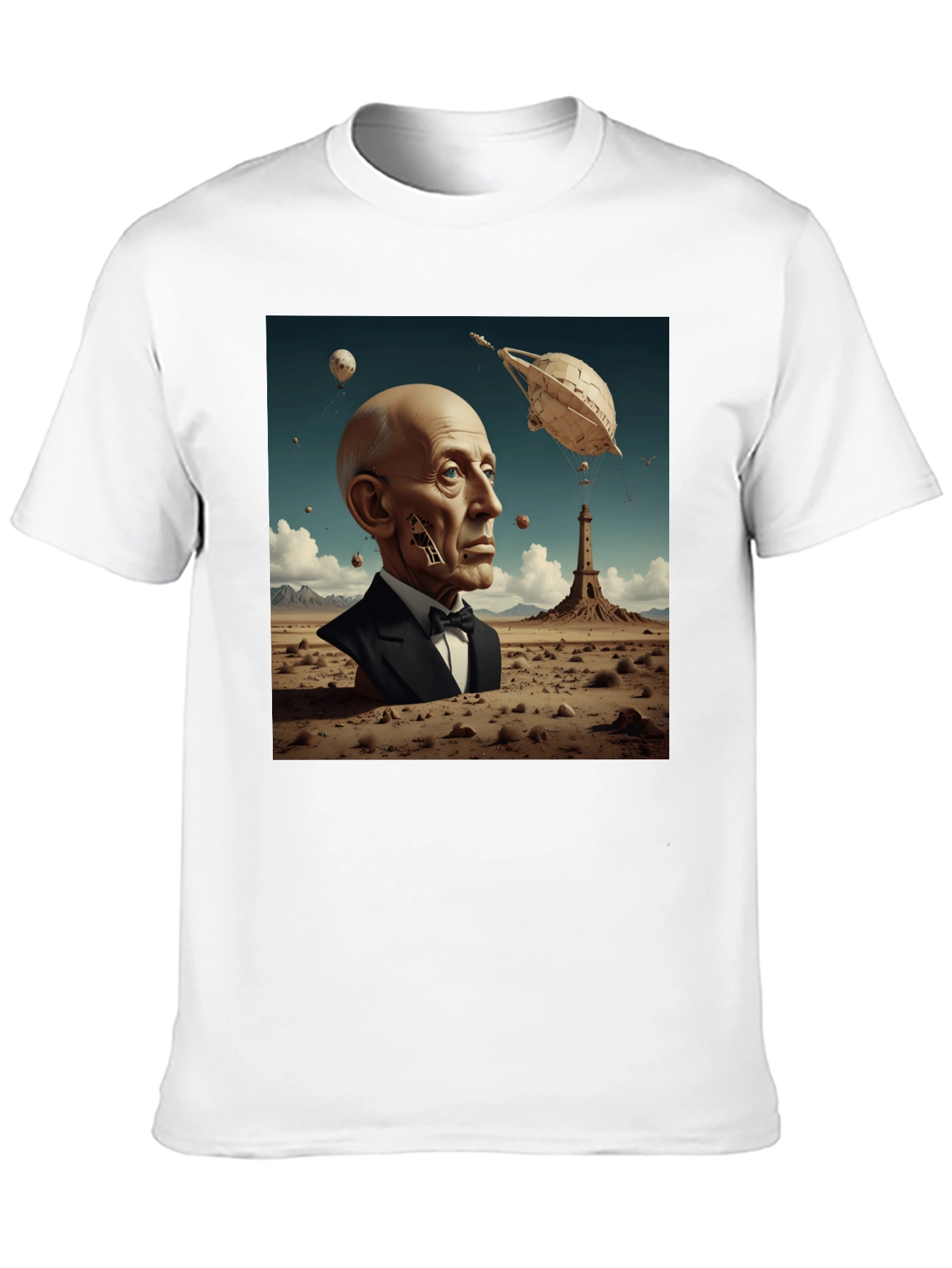Surrealist Portrait T-Shirt: Desert Dreamscape