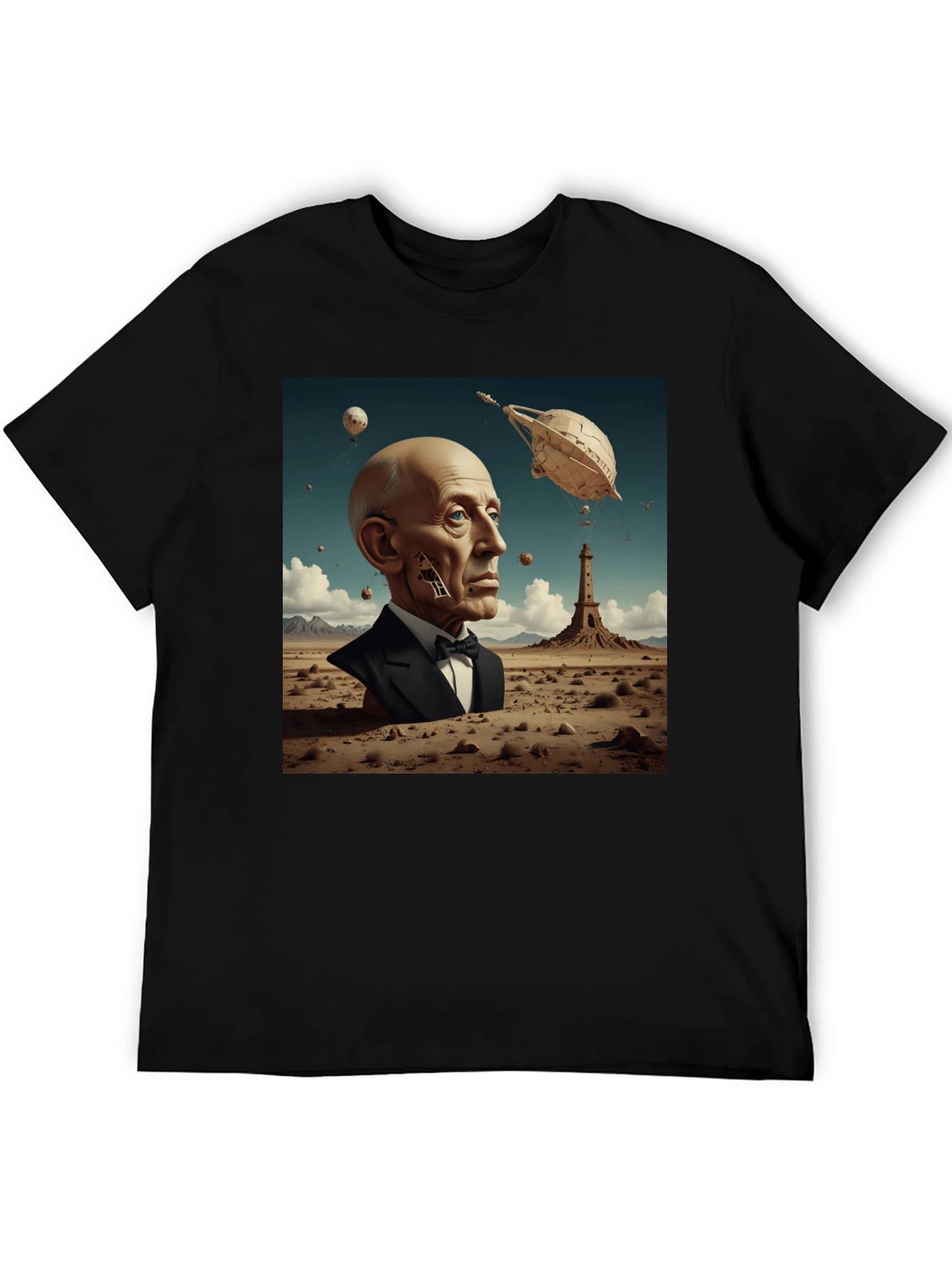 Surrealist Portrait T-Shirt: Desert Dreamscape