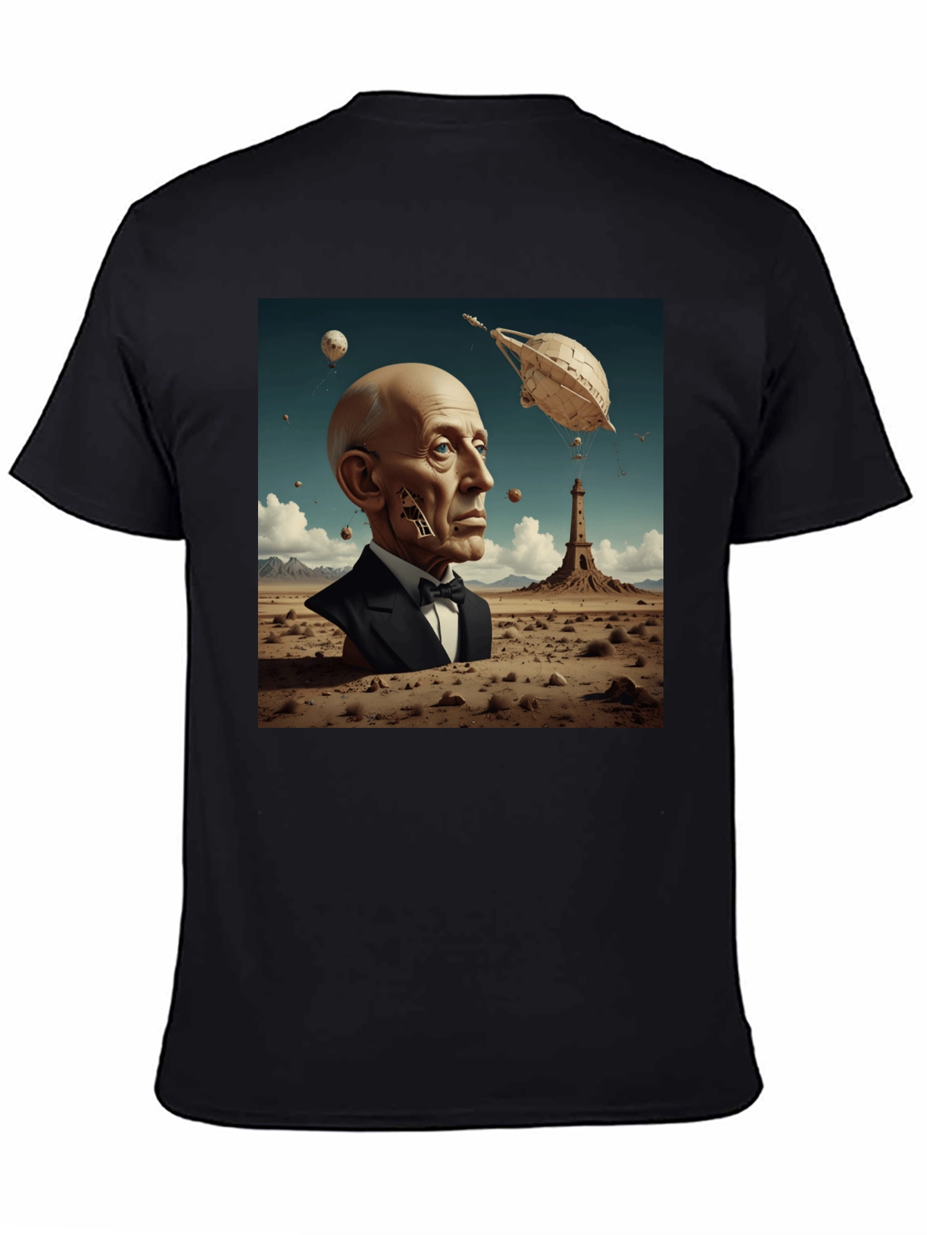 Surrealist Portrait T-Shirt: Desert Dreamscape