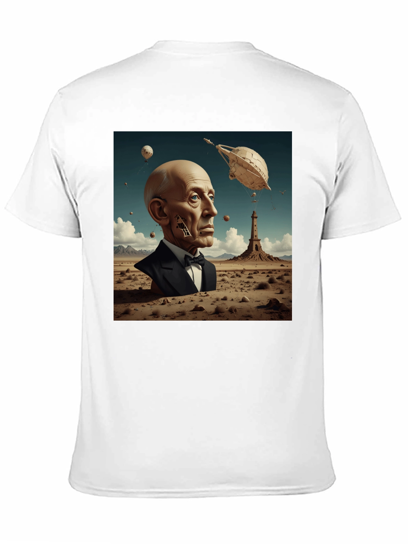 Surrealist Portrait T-Shirt: Desert Dreamscape