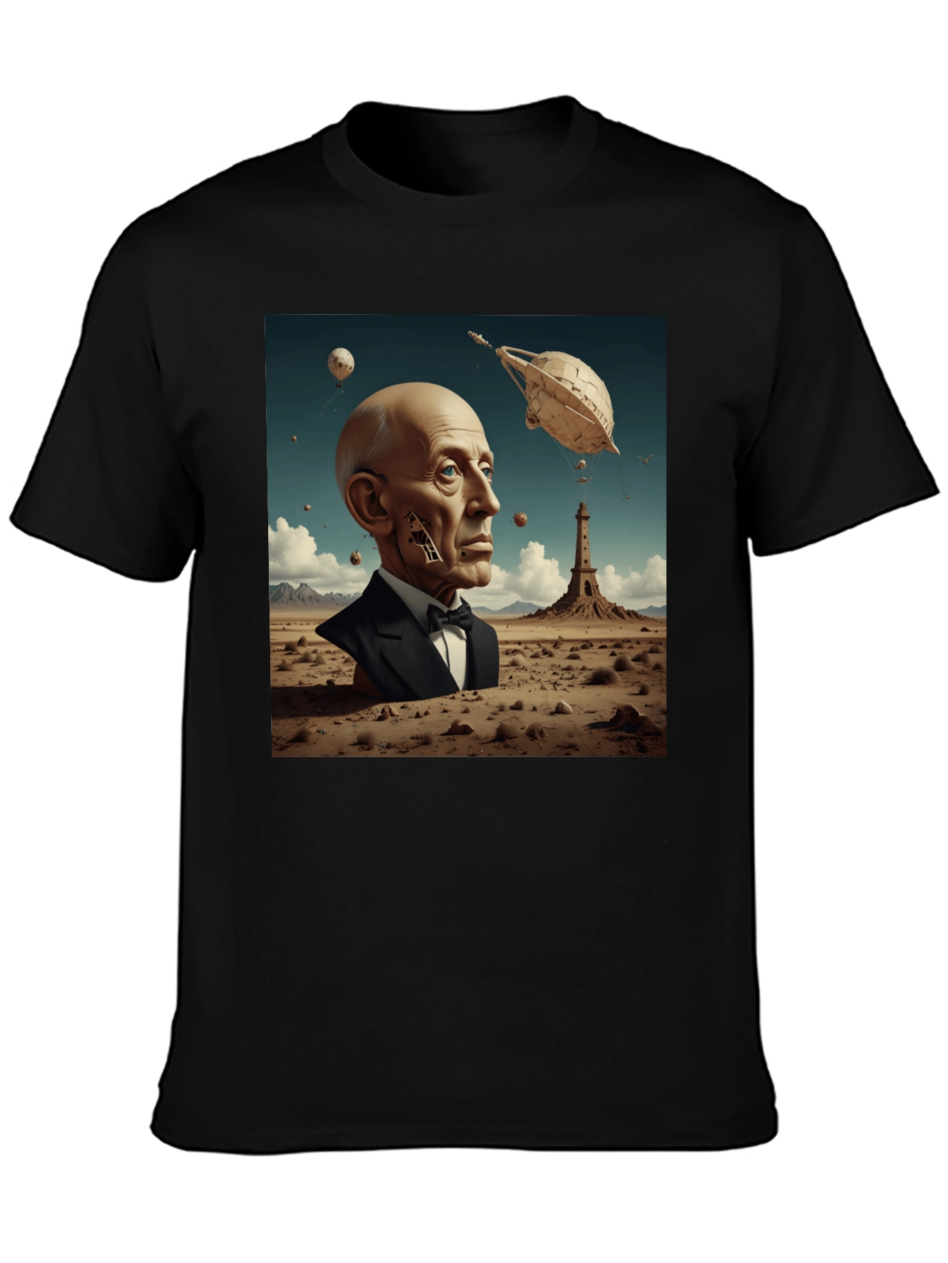 Surrealist Portrait T-Shirt: Desert Dreamscape