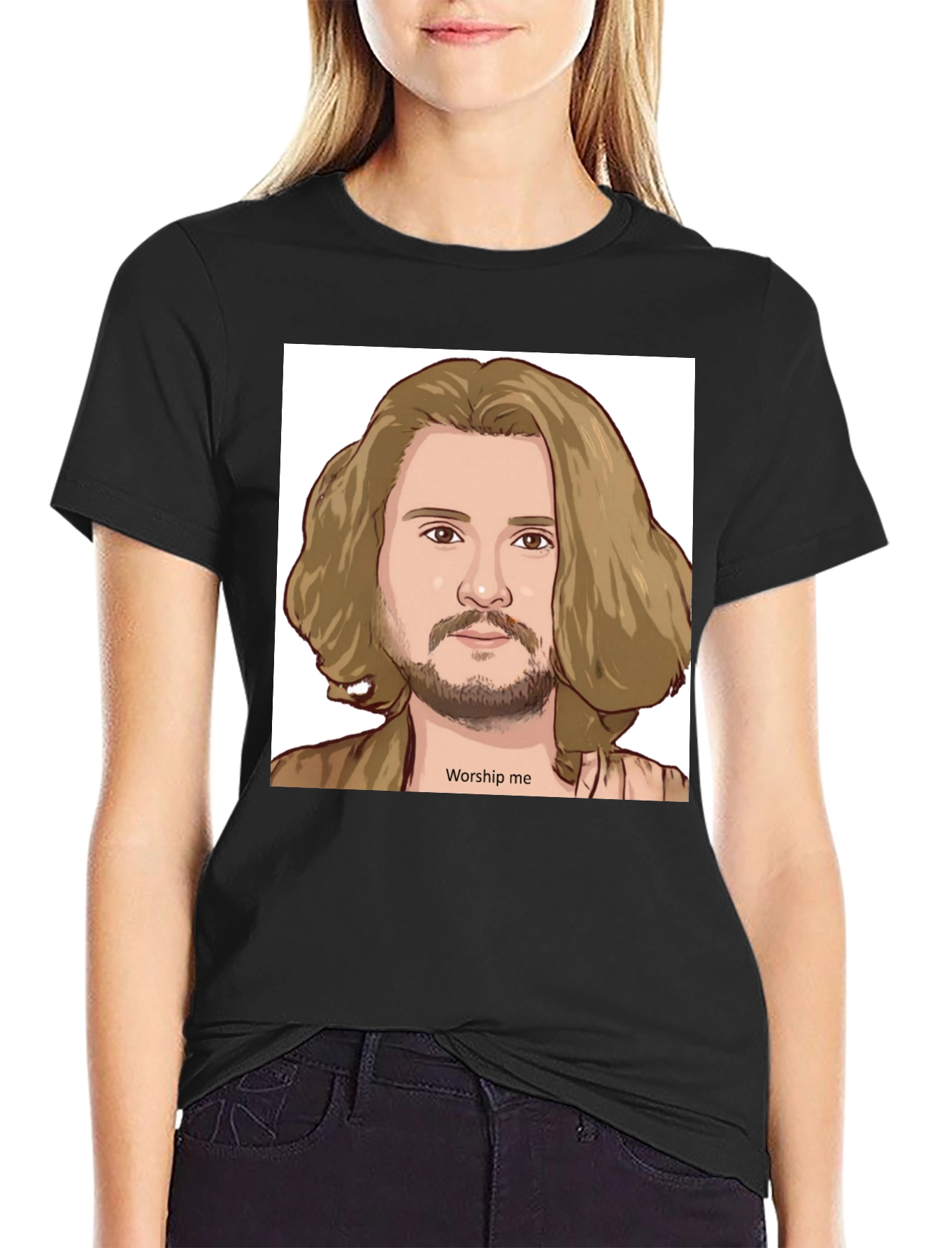 Worship Me Cartoon Graphic Tee