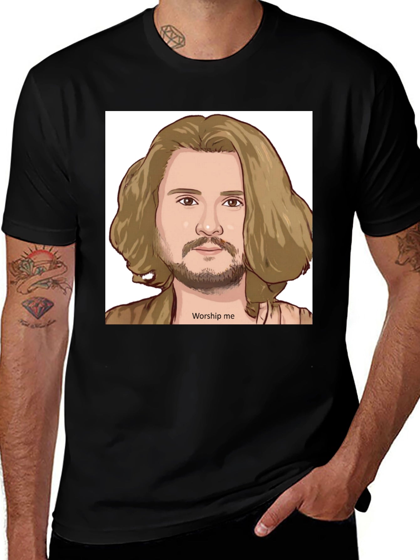Worship Me Cartoon Graphic Tee