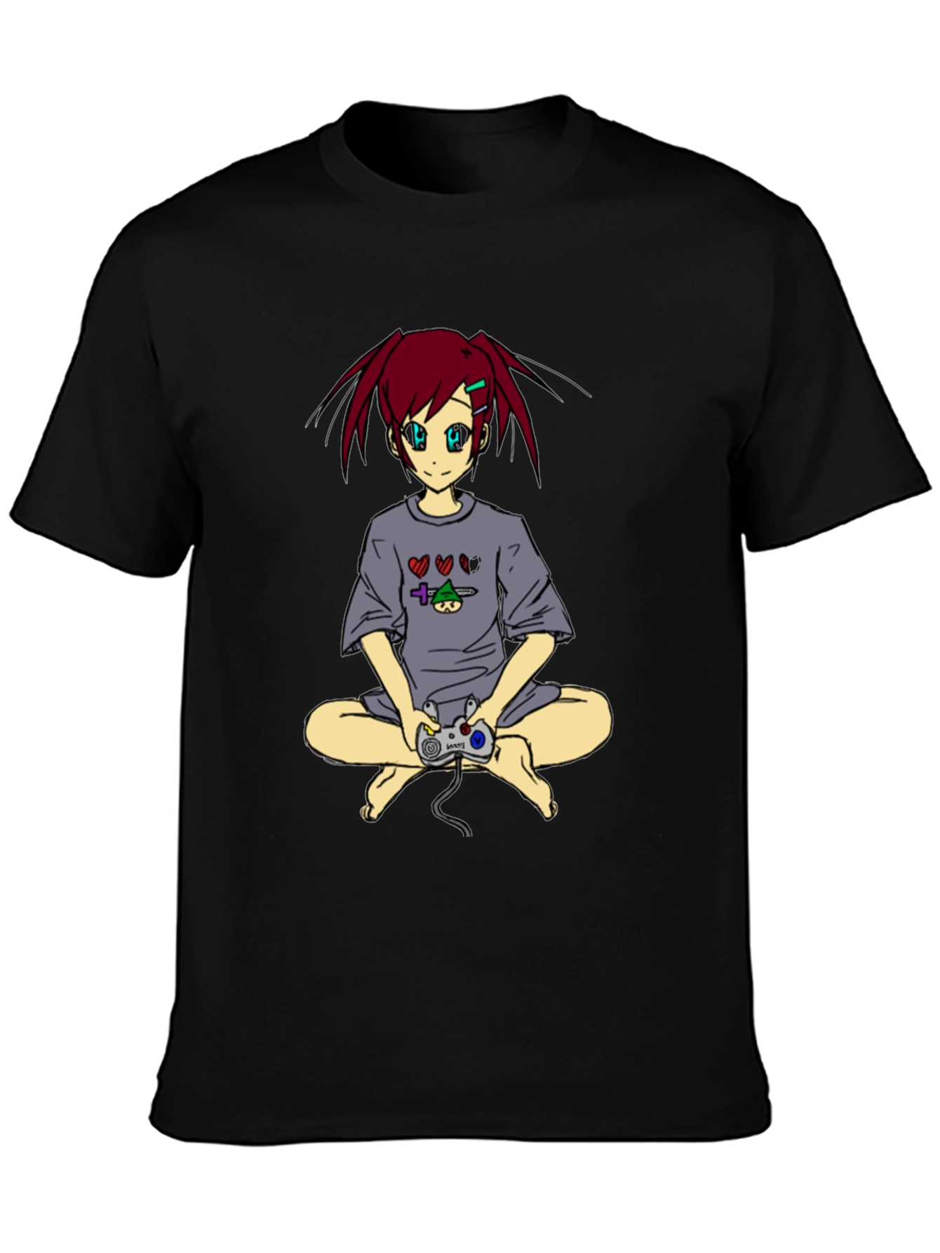 Anime Girl Gamer T-Shirt - Black
