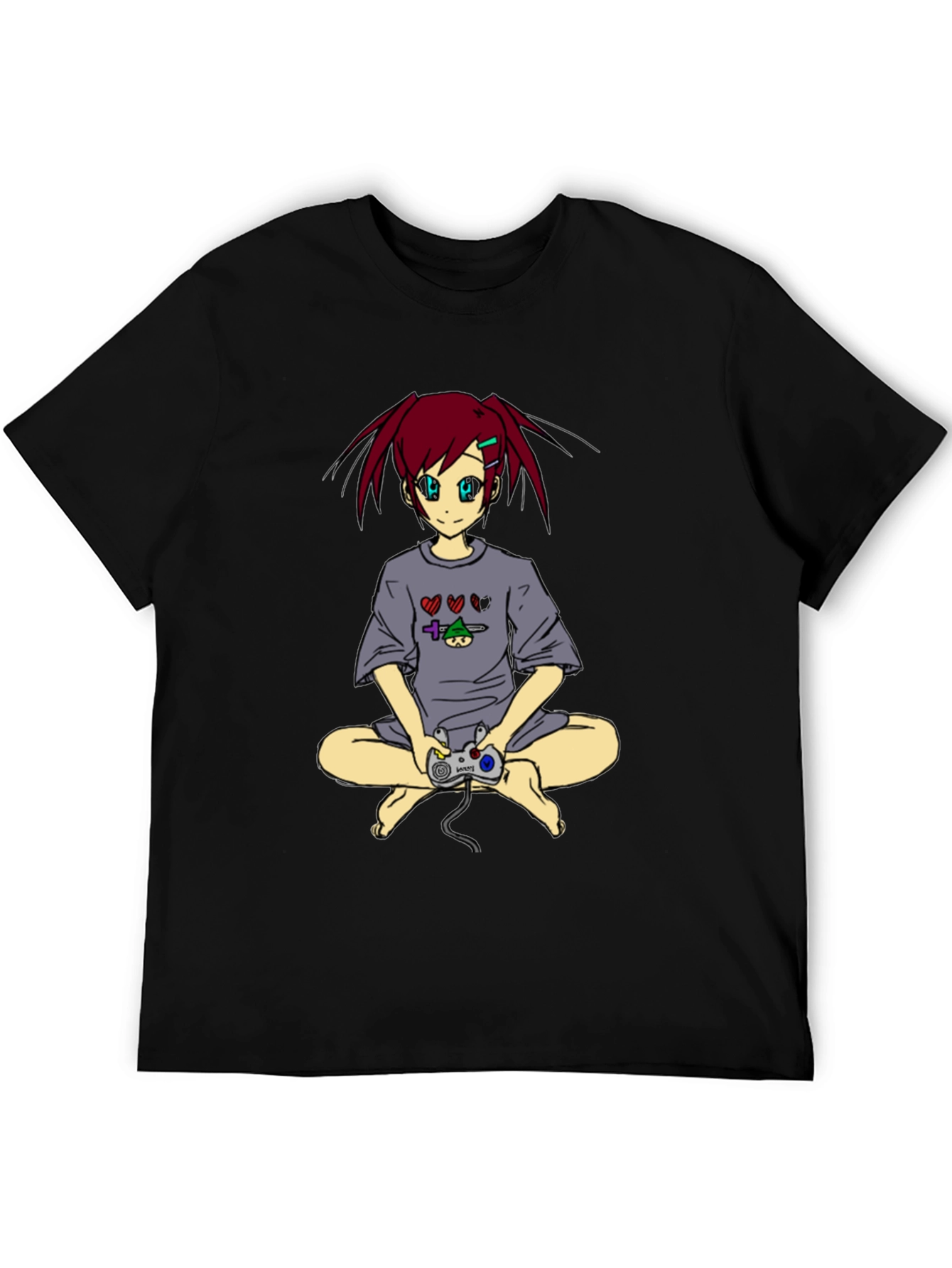Anime Girl Gamer T-Shirt - Black
