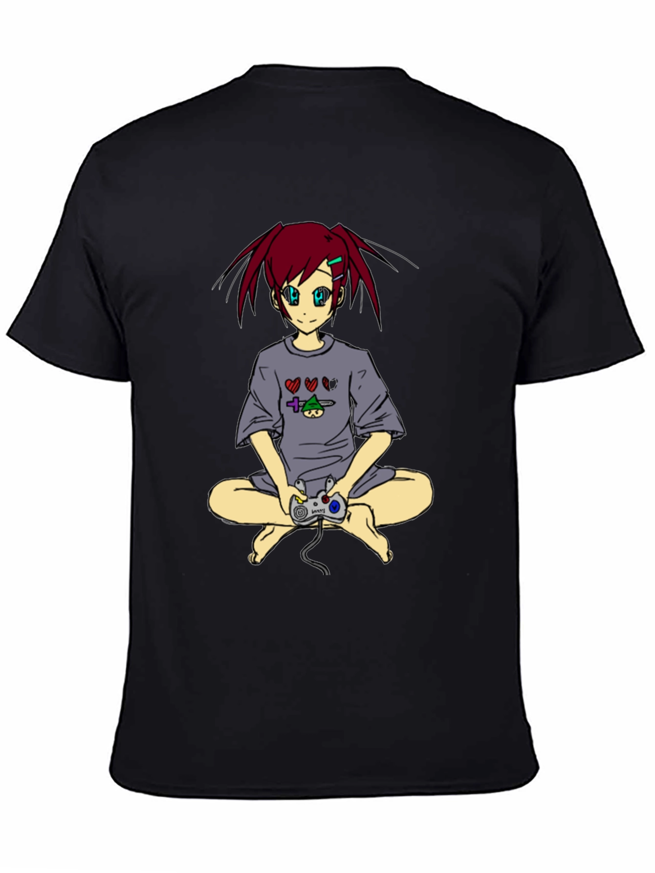 Anime Girl Gamer T-Shirt - Black