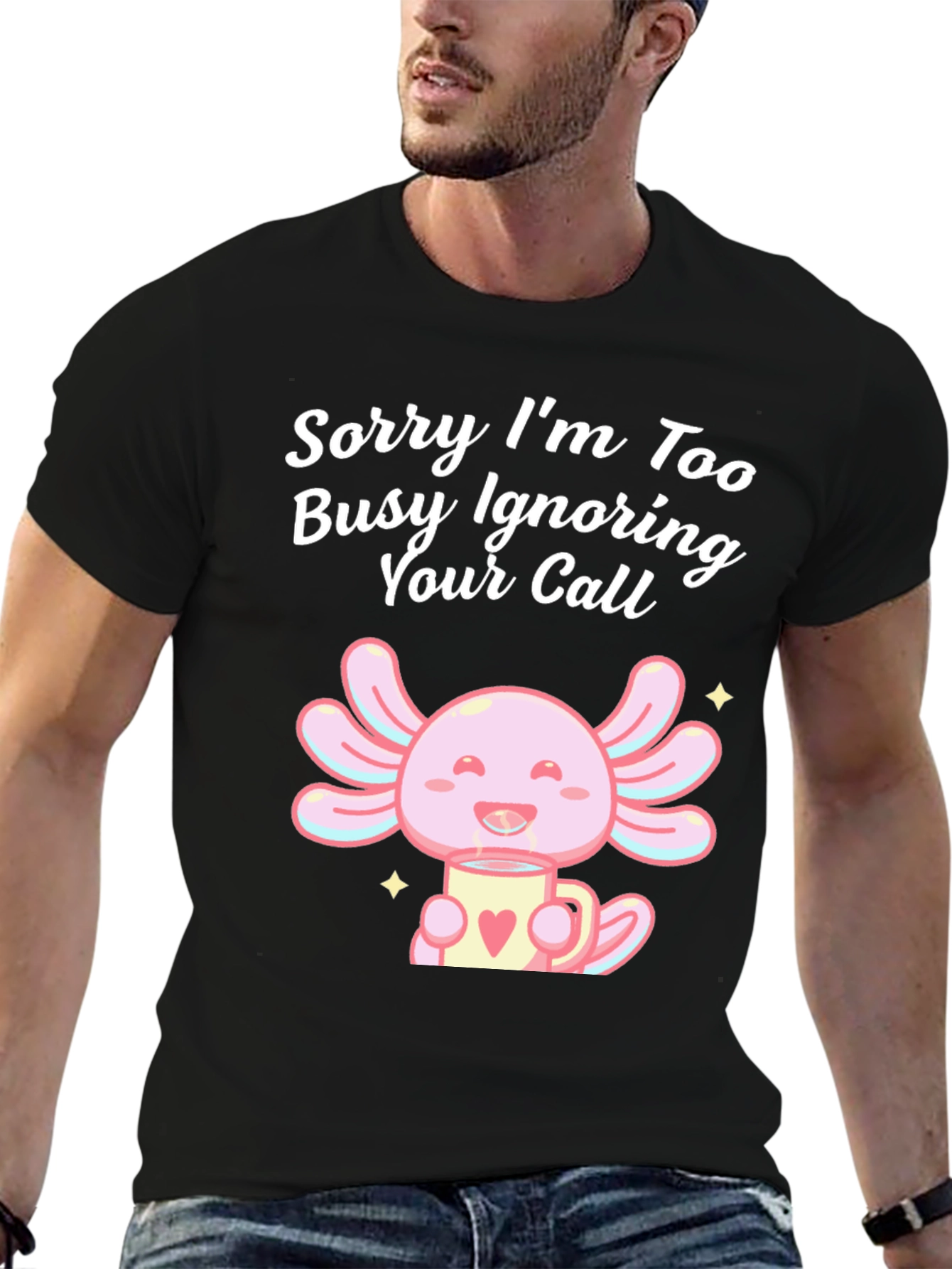 Ignoring Call Axolotl Black T-Shirt